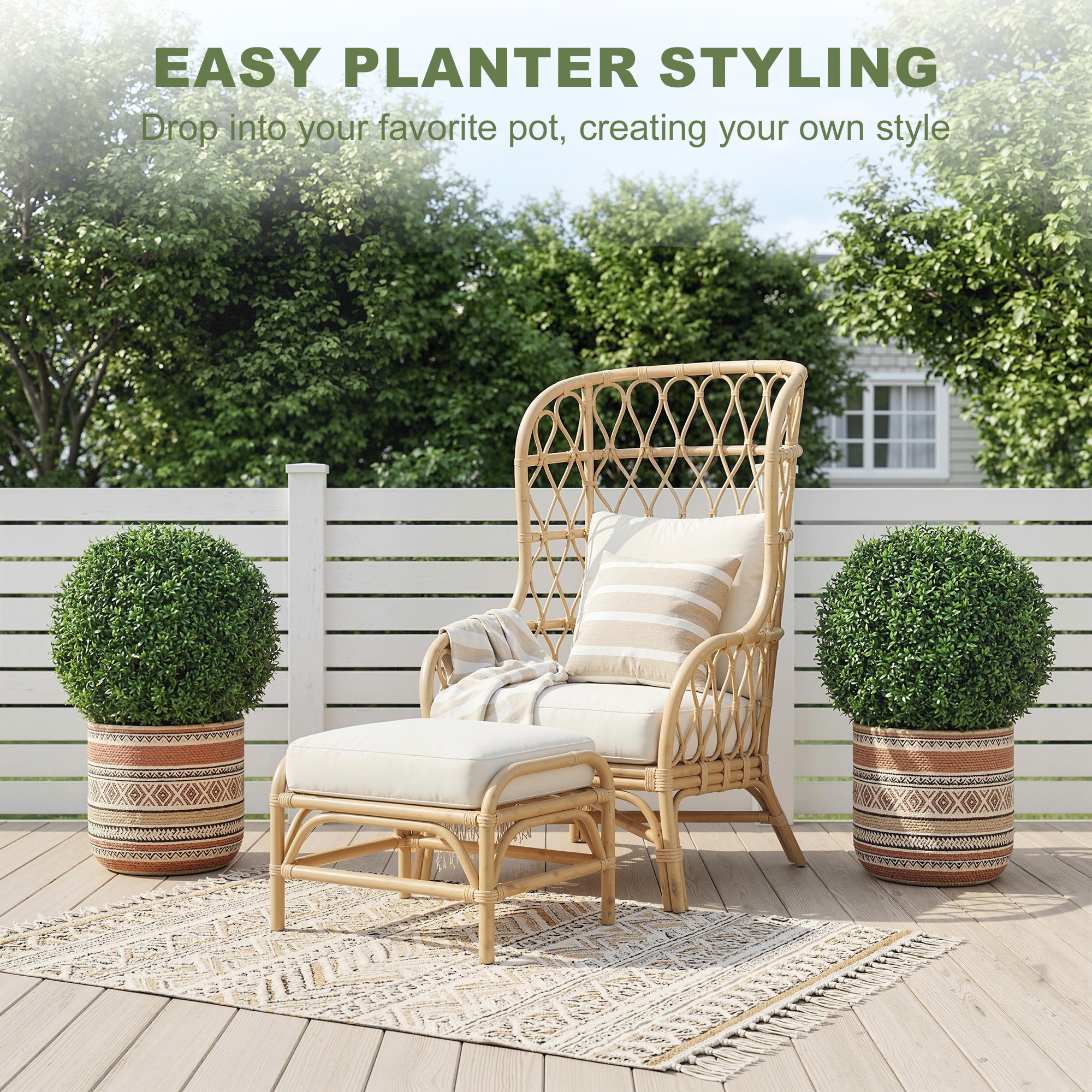  Plante Decorative Artificiale din Buxus cu 682 de Frunze, Rezistente la UV, inaltime 42 cm [7]