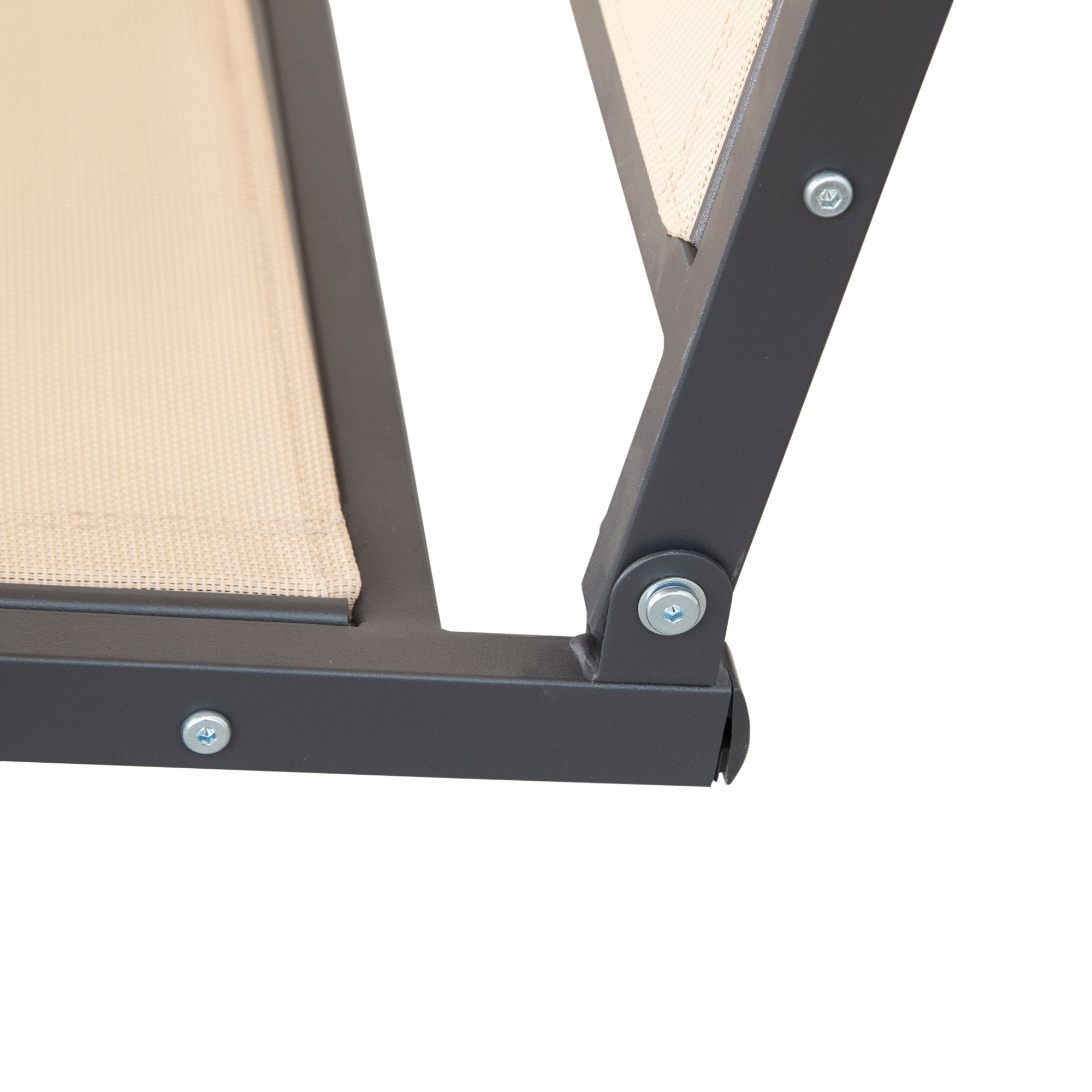  Leagan de gradina cu 3 locuri, copertina, sezut respirabil si cadru din otel, bej [7]