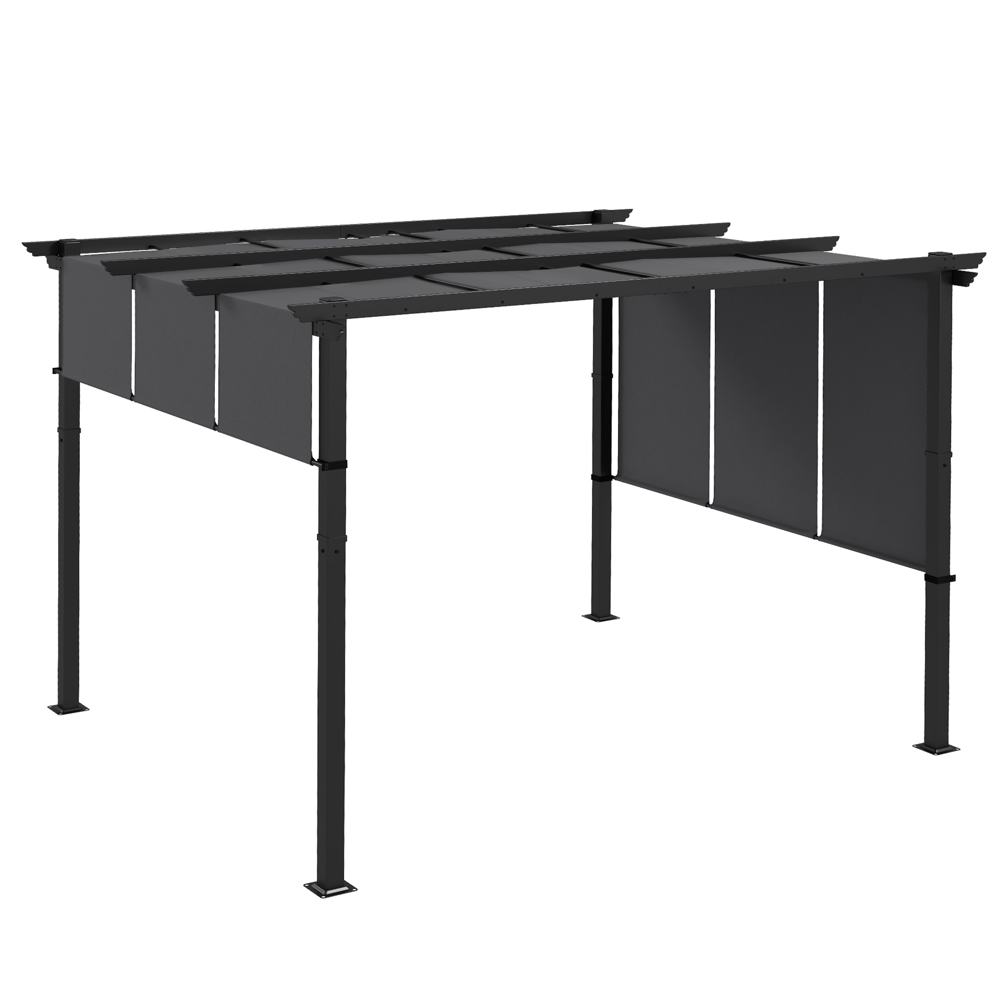 Gradina & balcon -  Pergola Gazebo 3x3,5 m cu 3 Acoperisuri Reglabile din Otel si Poliester Anti-UV, Gri