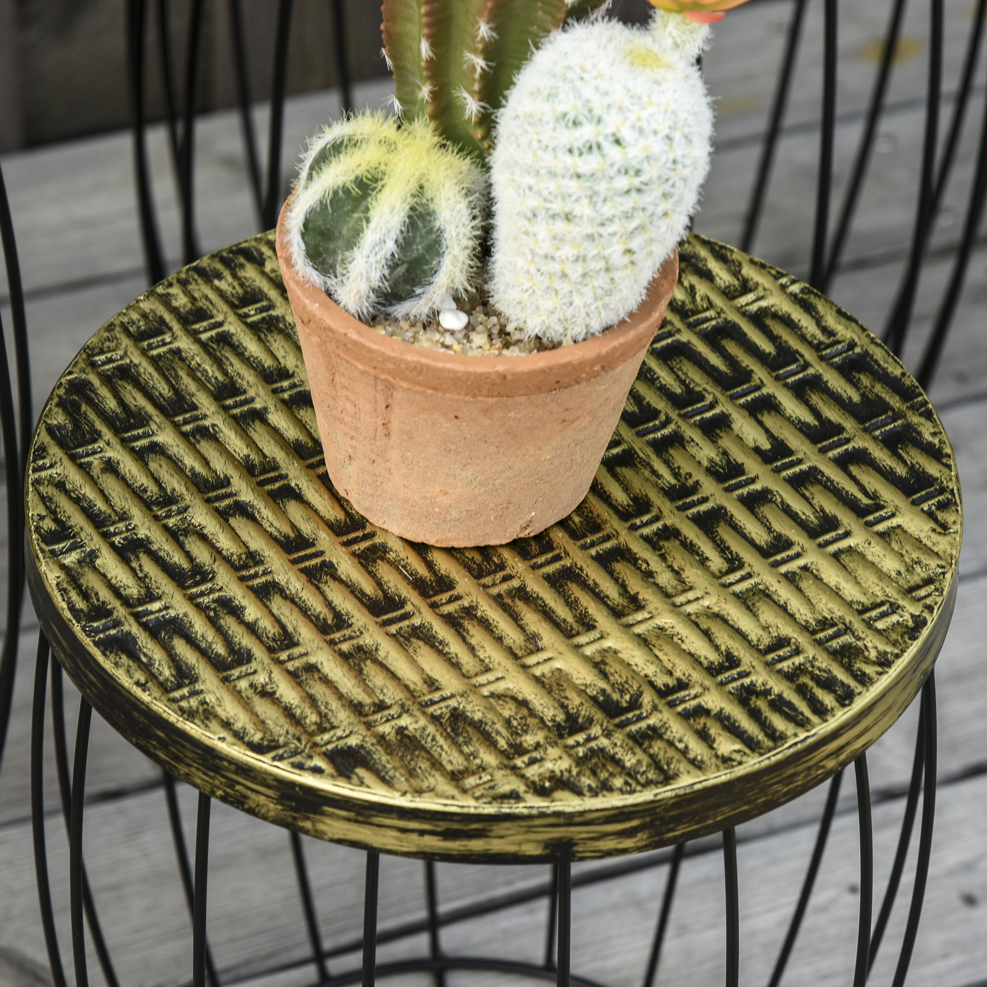  Set 3 Masute Gradina Stivuibile 38/31 cm - Negru [6]