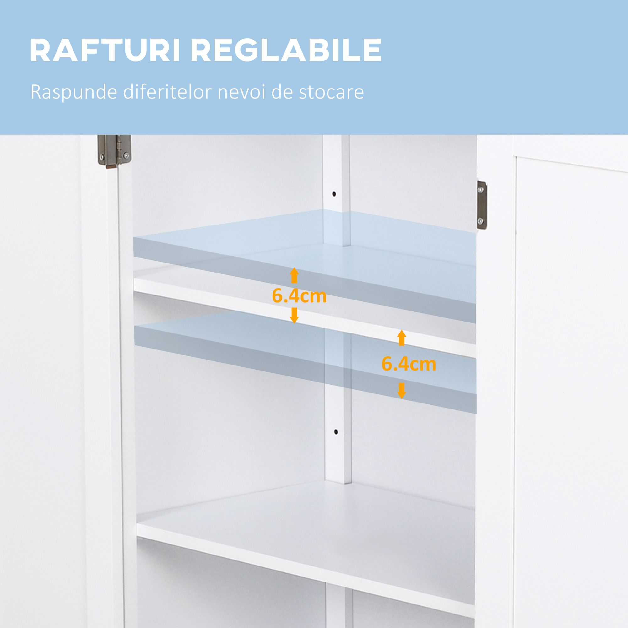  dulap baie, cu doua usi, 60x30x80 cm, alb [4]