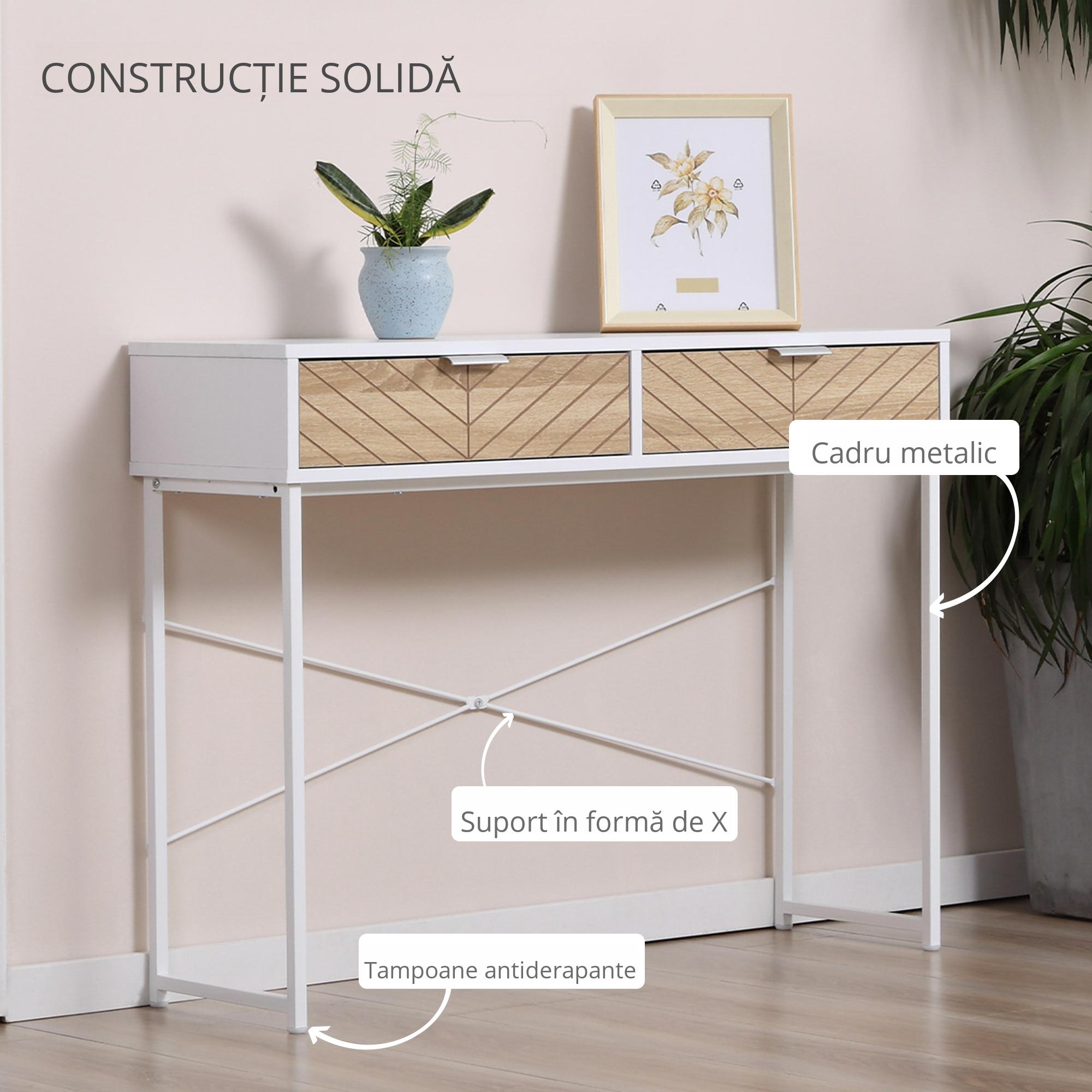  Consola Moderna Alba - 2 Sertare, 100×30×75 cm [4]