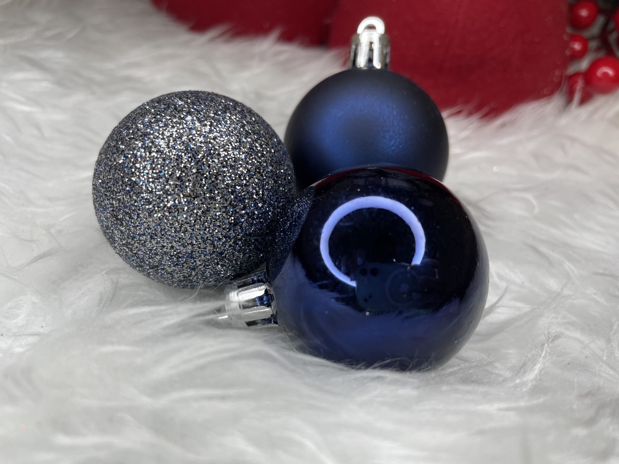 Set globuri de Craciun, 20 bucati, 3 modele, 4cm, albastru marin [18]