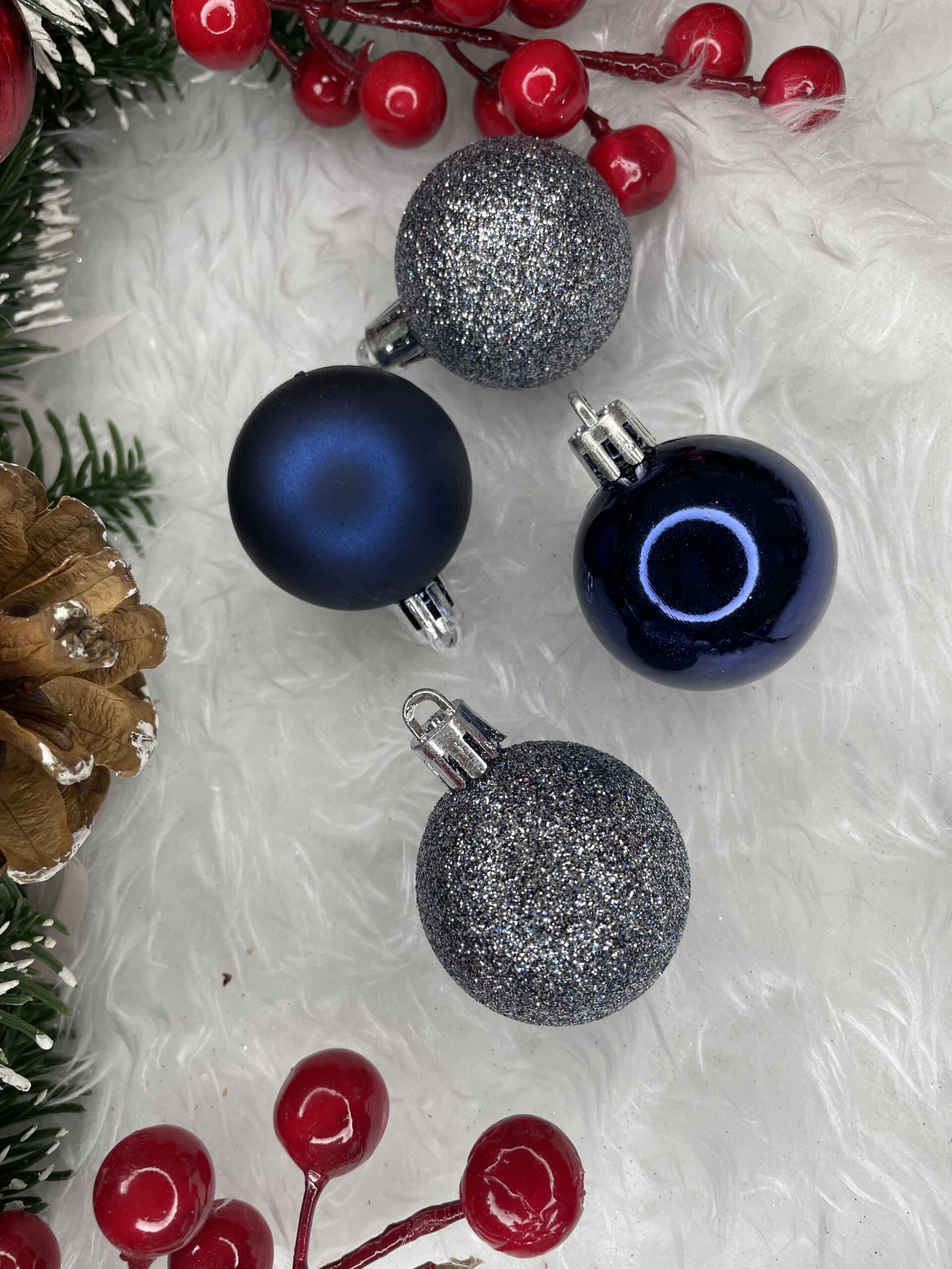 Set globuri de Craciun, 20 bucati, 3 modele, 4cm, albastru marin [19]