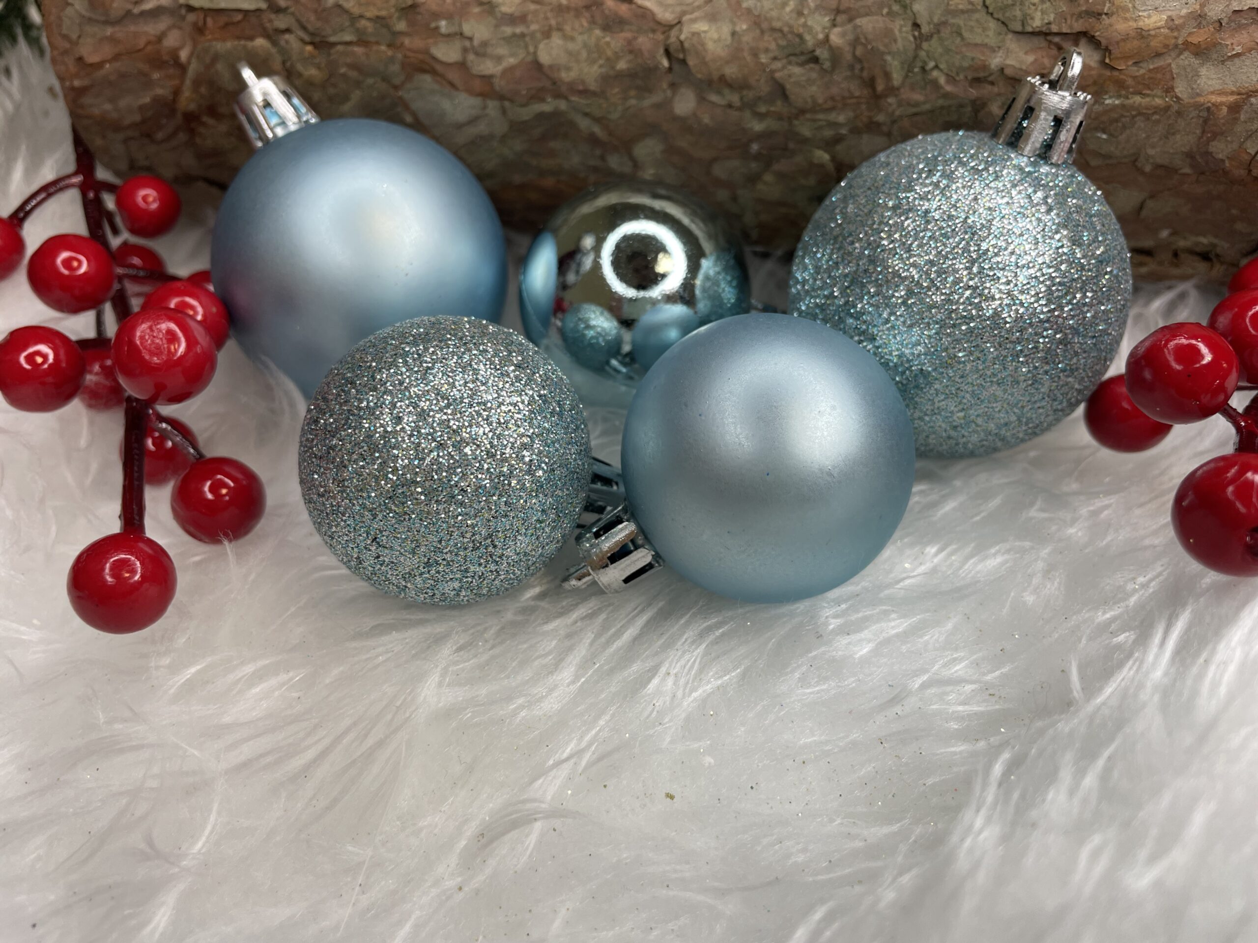 Set globuri si decoratiuni de Craciun, 72 piese, diverse dimensiuni, albastru [22]