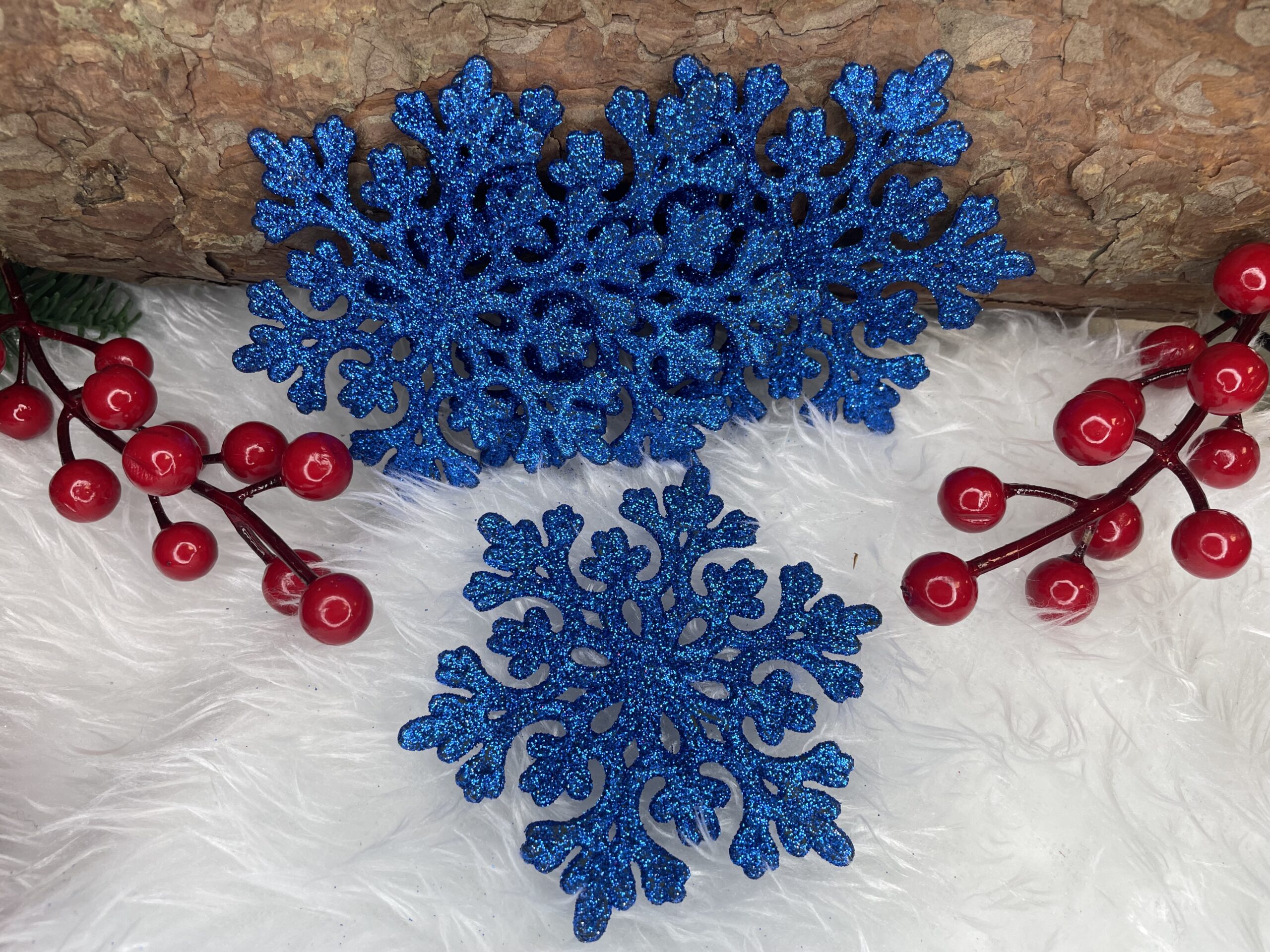 Decoratiune brad fulg de zapada, set 12 bucati, 10cm, albastru [16]