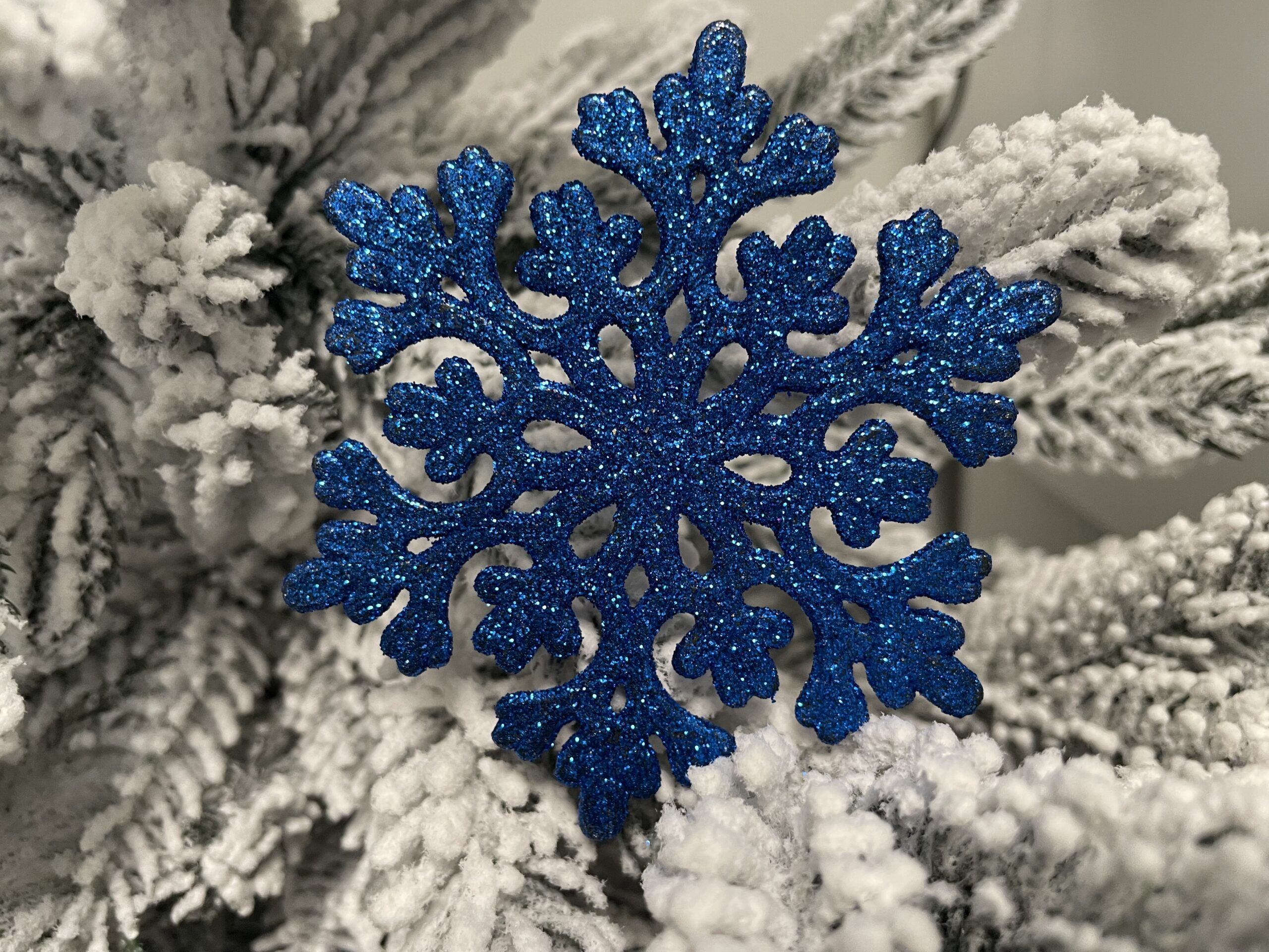 Decoratiune brad fulg de zapada, set 12 bucati, 10cm, albastru [19]