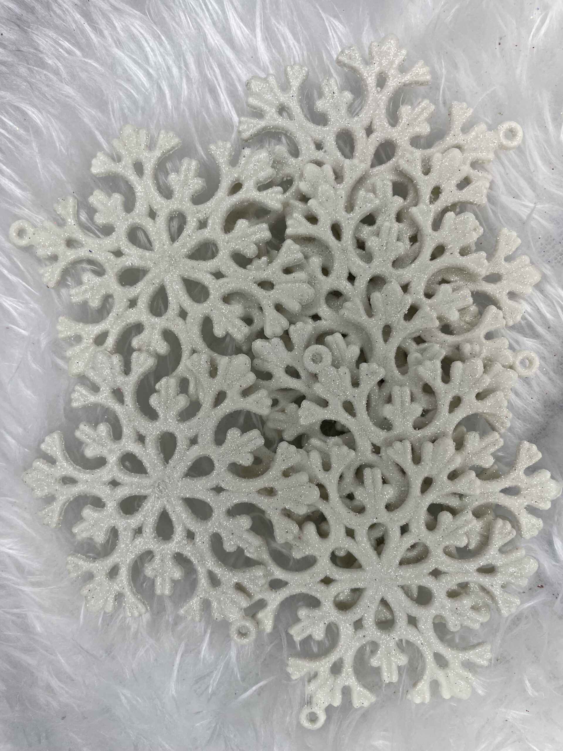 Decoratiune brad fulg de zapada, set 8 bucati, 8cm, alb [13]