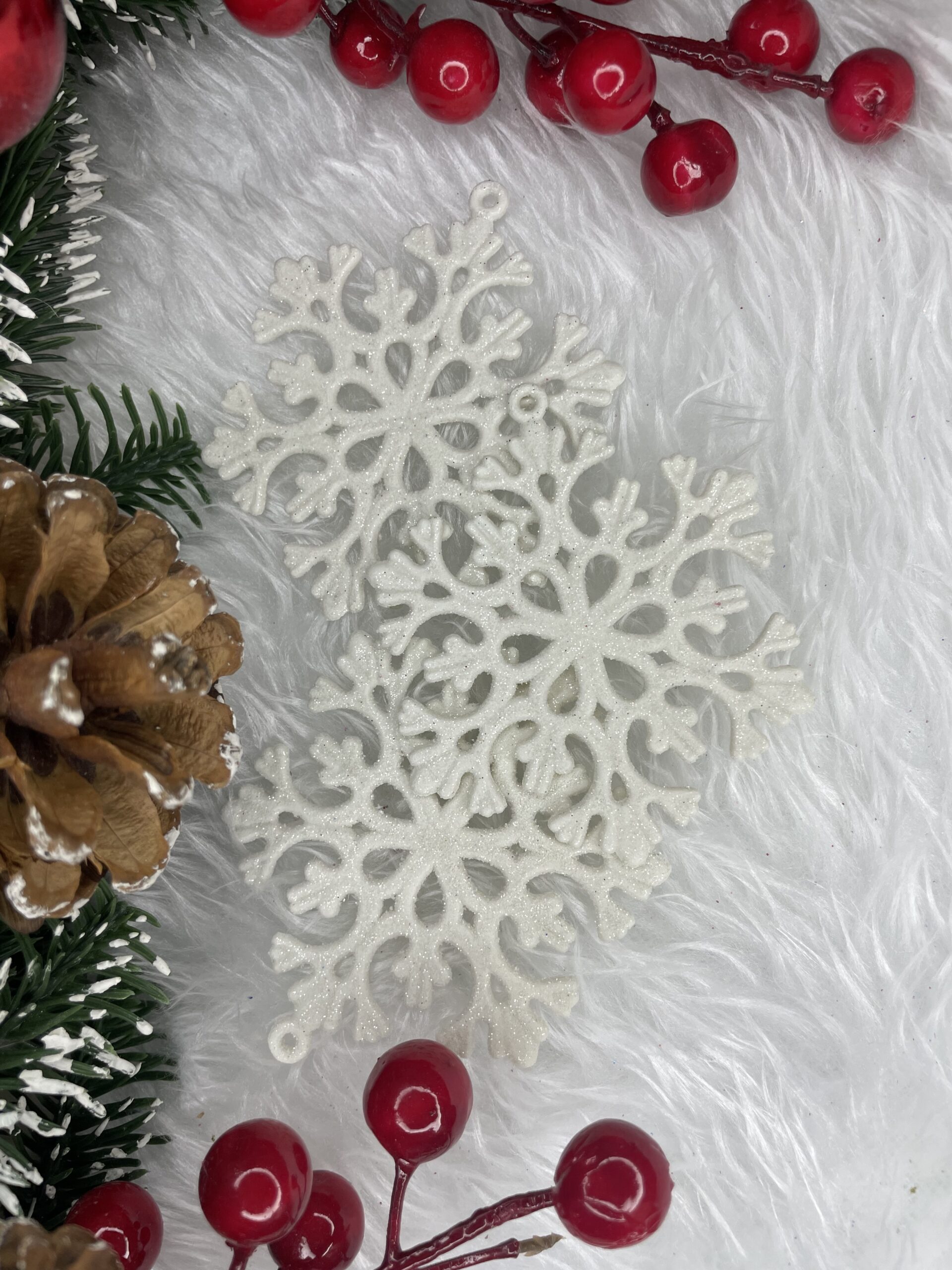 Decoratiune brad fulg de zapada, set 8 bucati, 8cm, alb [17]