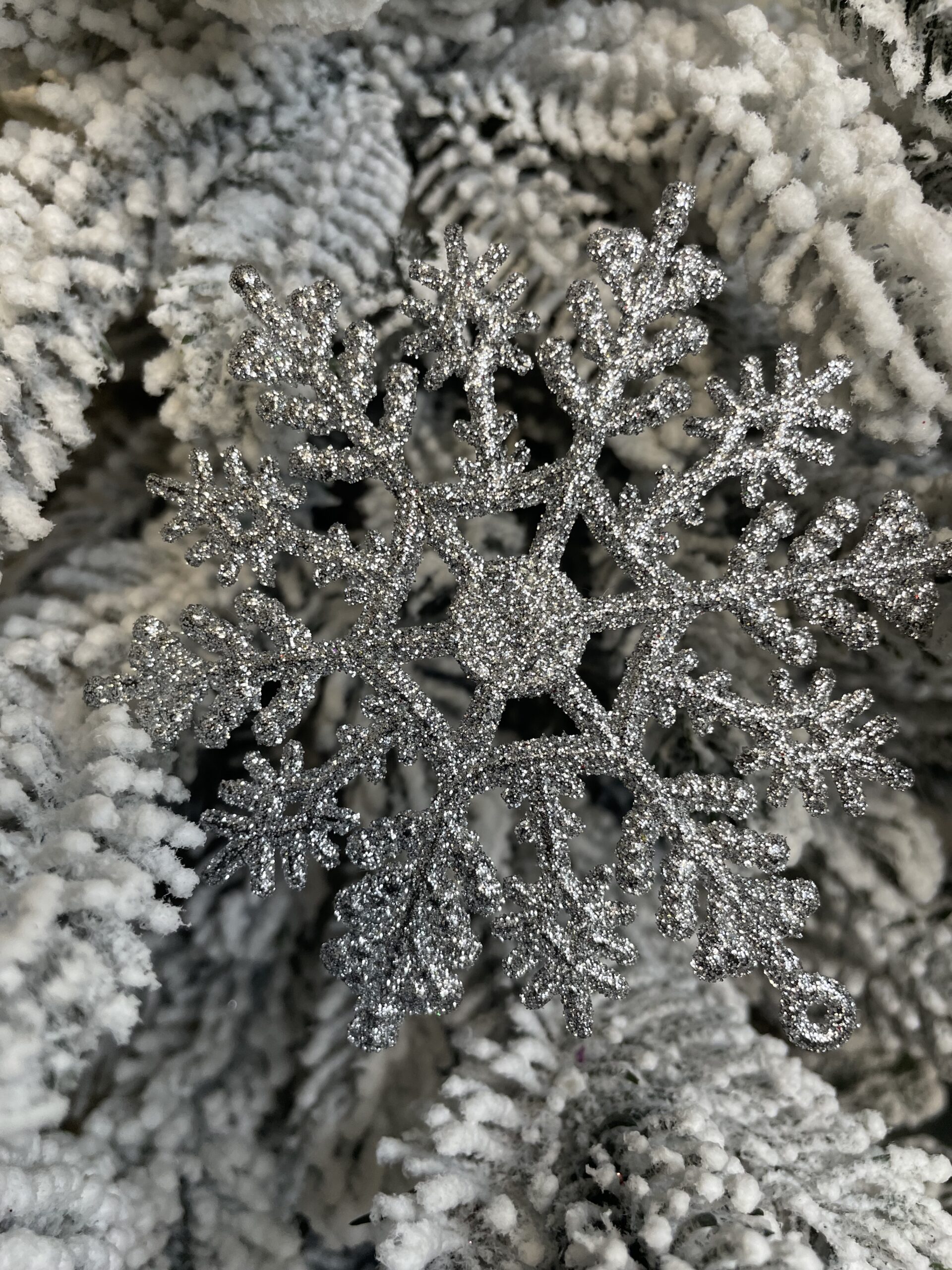 Decoratiune brad fulg de zapada, set 12 bucati, 10cm, argintiu [23]