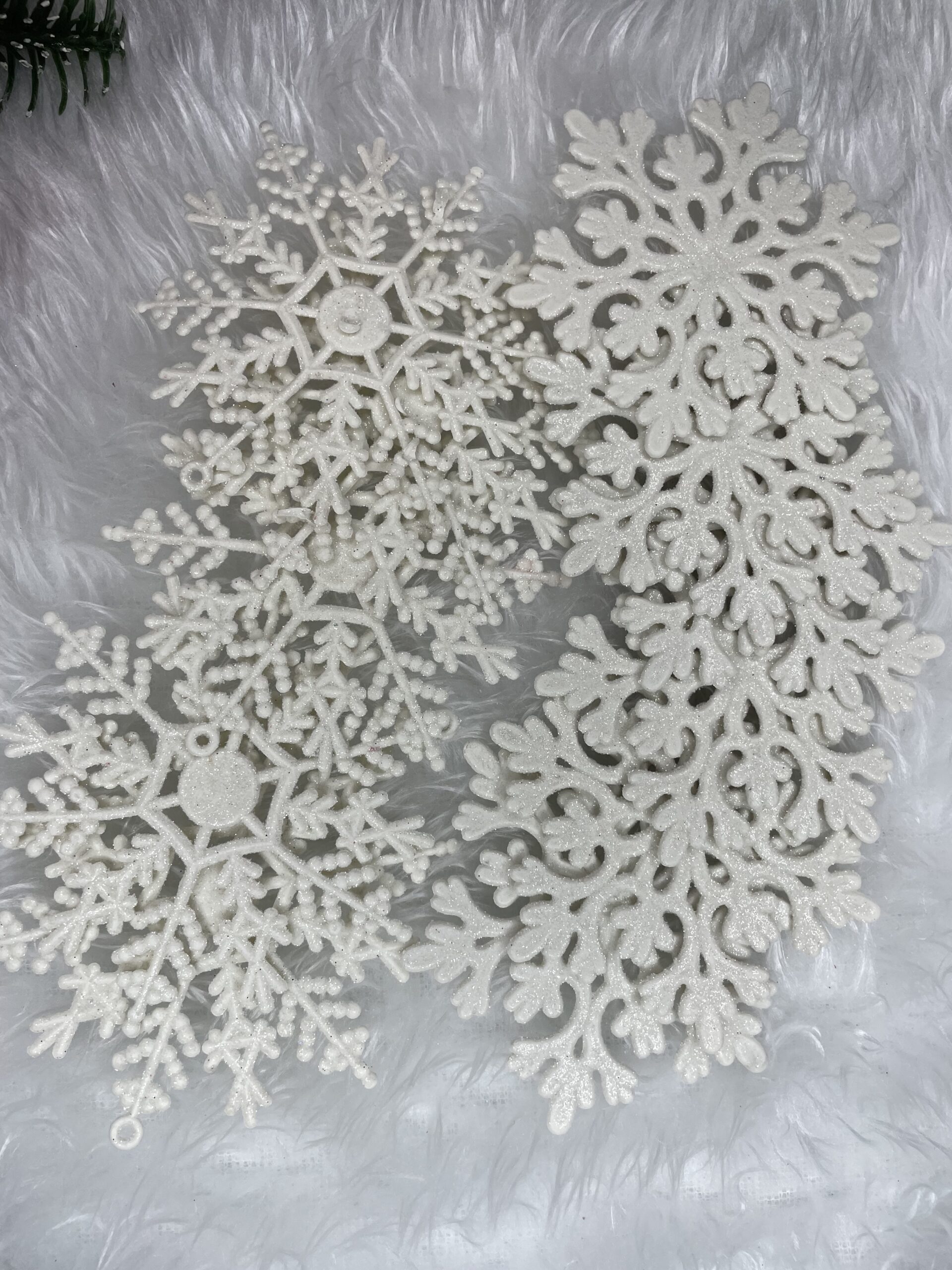 Decoratiune brad fulg de zapada, set 12 bucati, 9-10cm, alb [18]