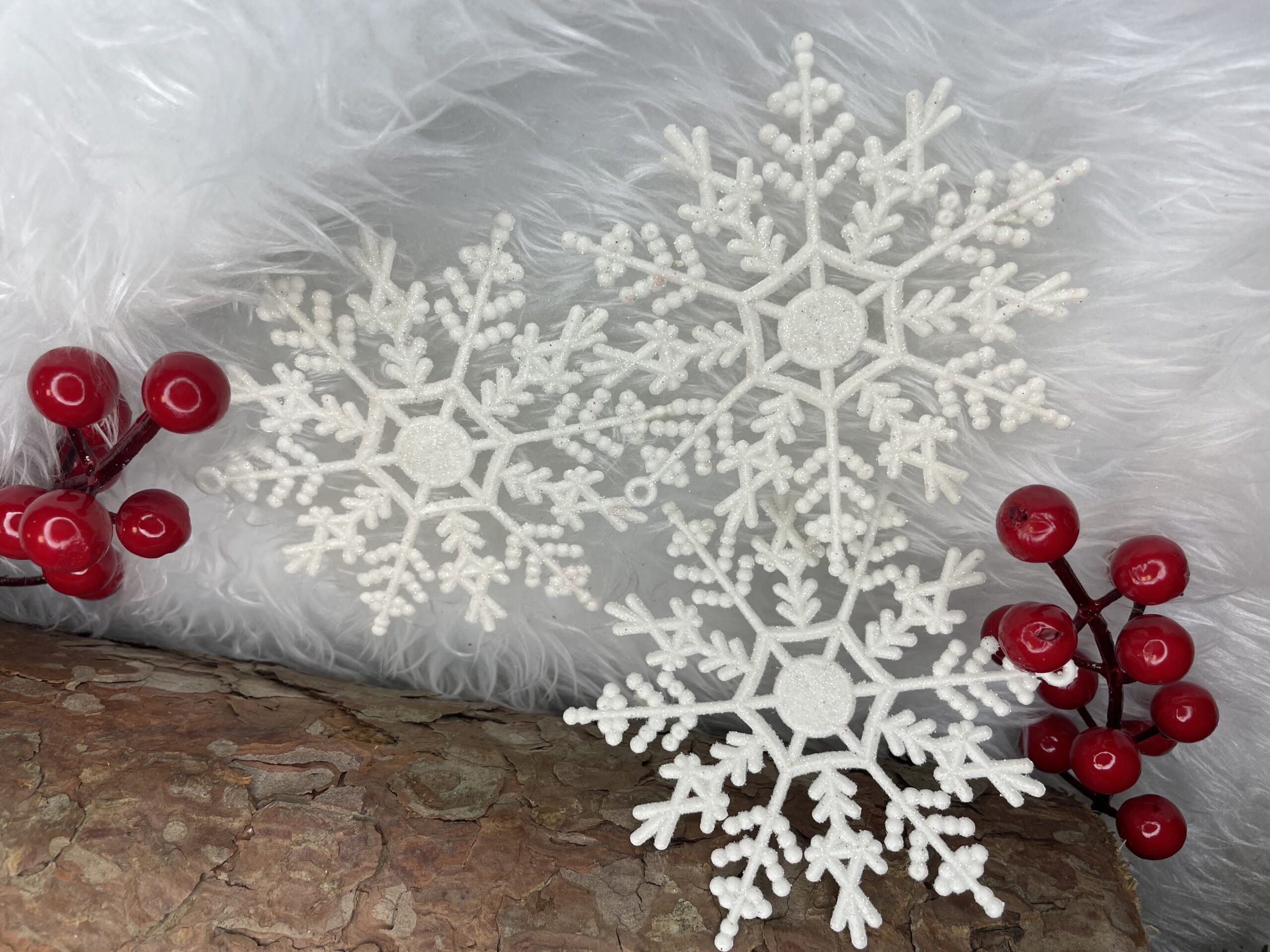 Decoratiune brad fulg de zapada, set 12 bucati, 9-10cm, alb [21]