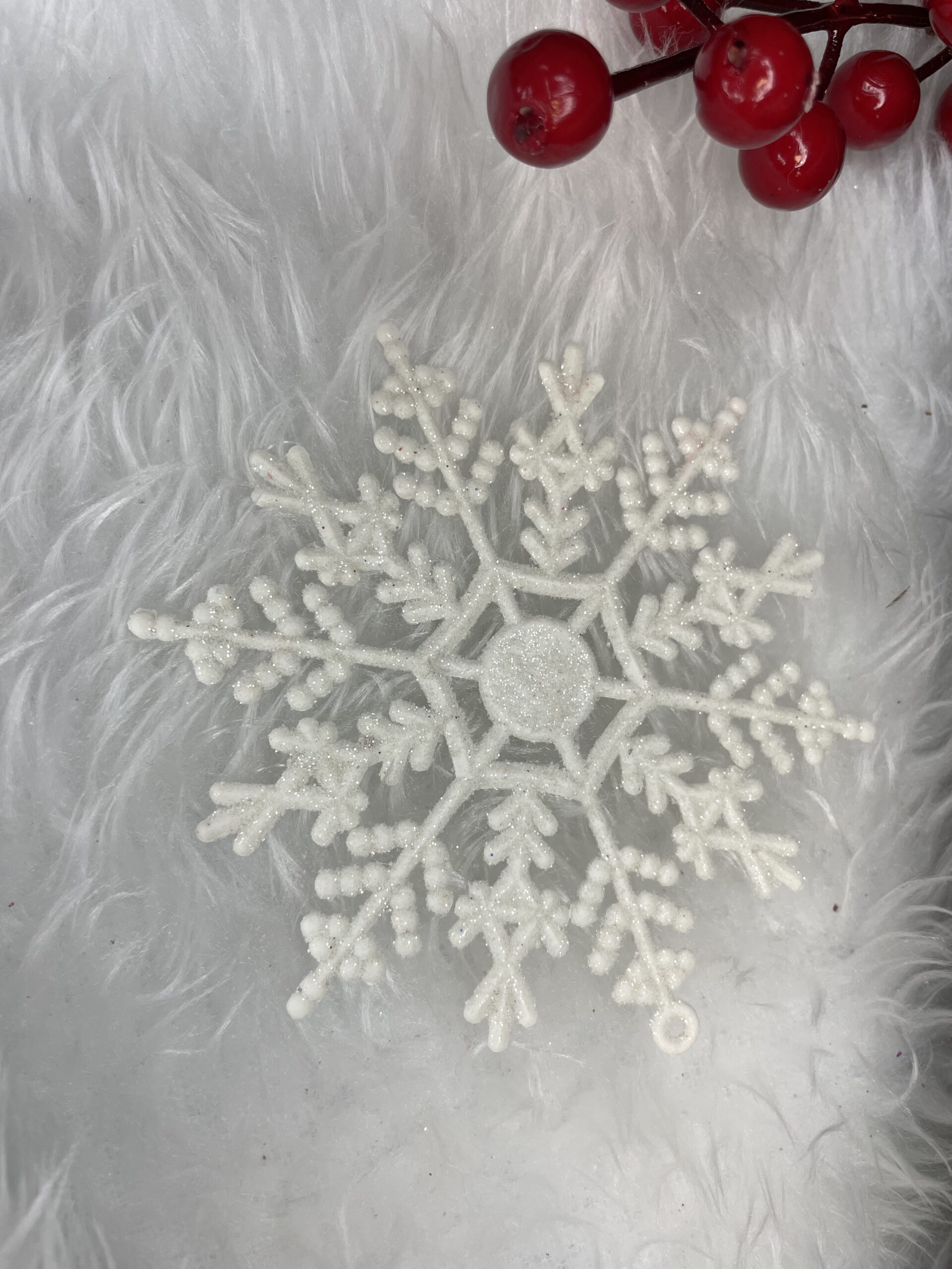 Decoratiune brad fulg de zapada, set 12 bucati, 9-10cm, alb [22]