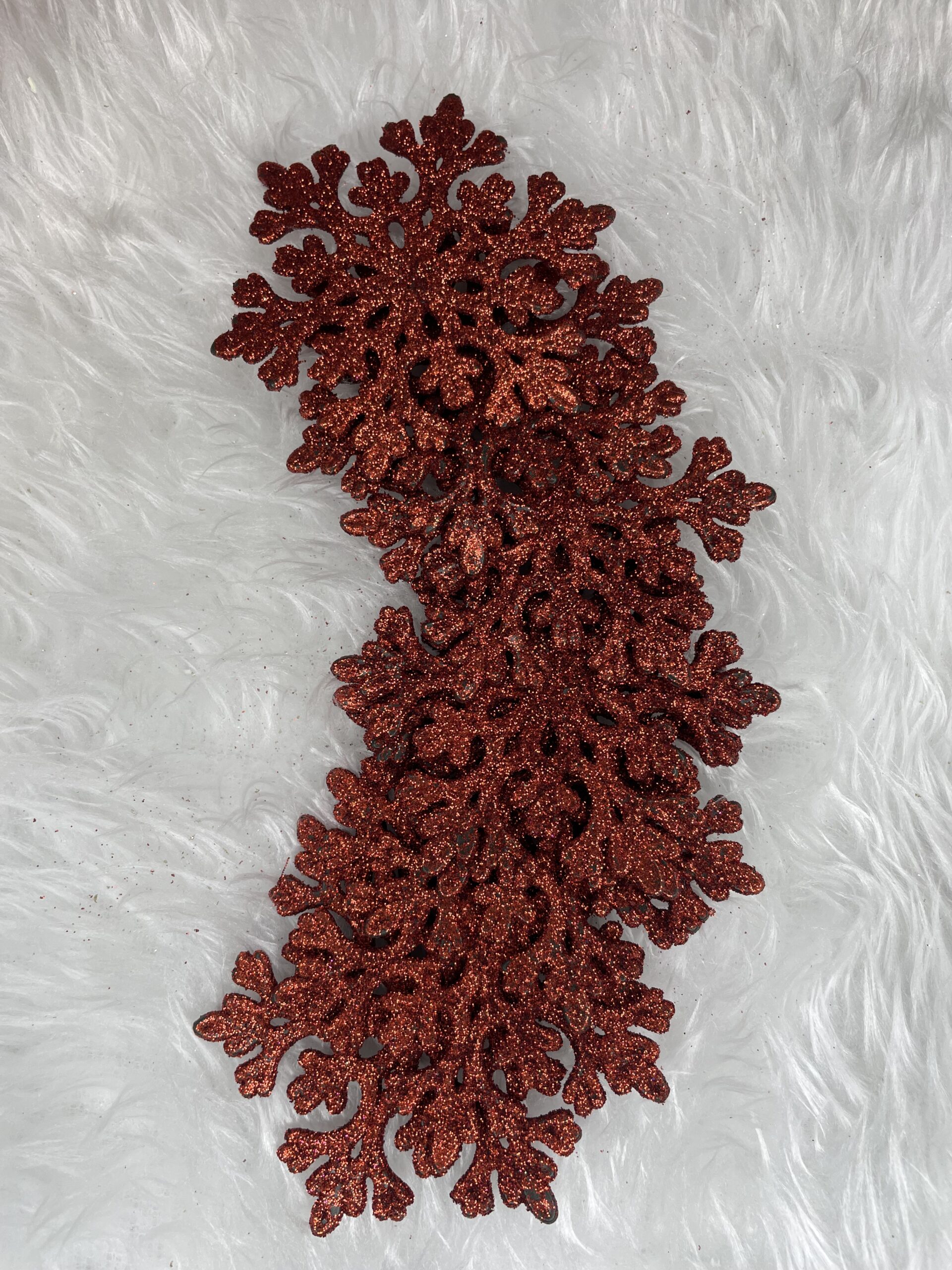 Decoratiune brad fulg de zapada, set 8 bucati, 8cm, rosu [7]