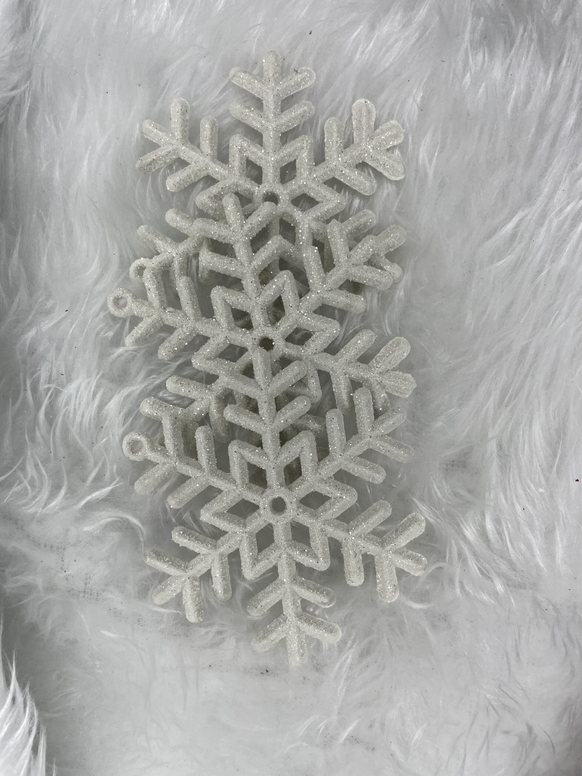 Decoratiune brad fulg de zapada, set 3 bucati, 8cm, alb [9]