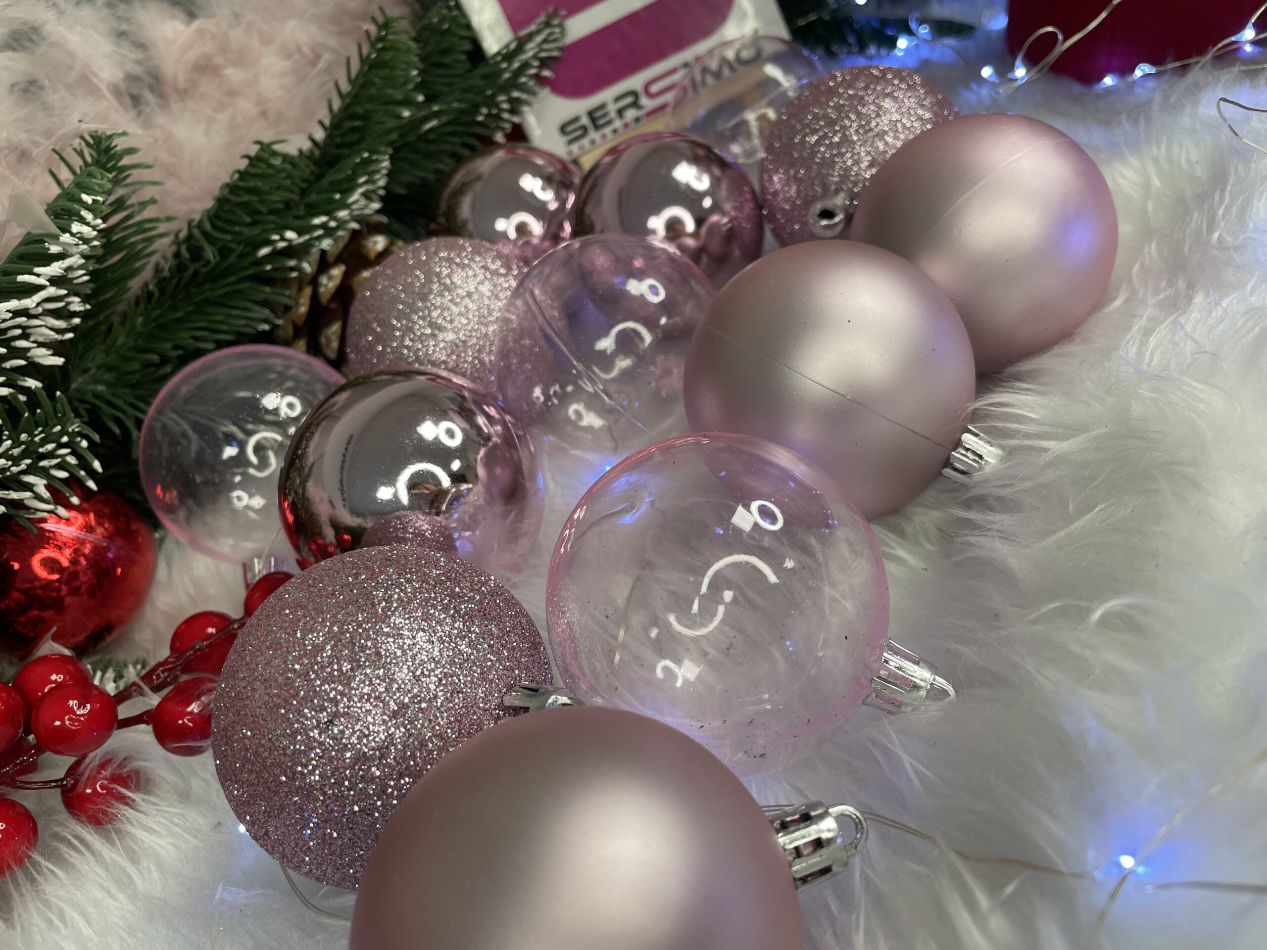 Set globuri de Craciun, 100 bucati, 6cm, roz [8]