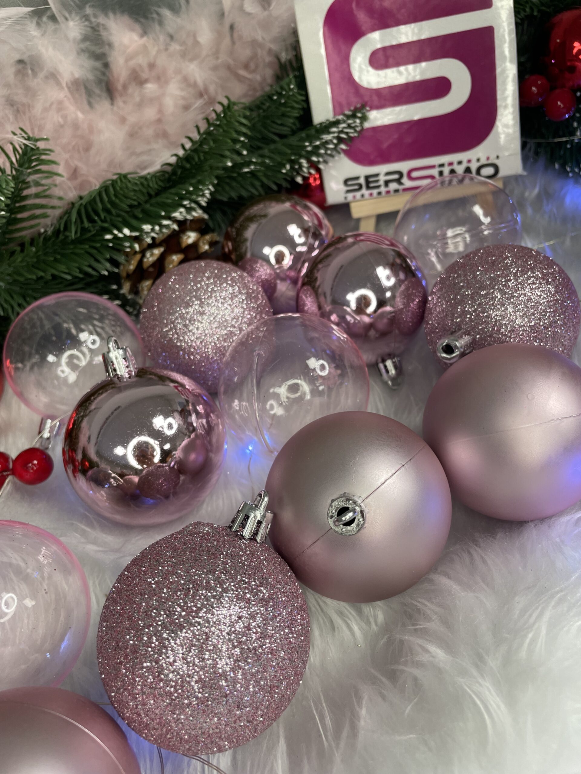 Set globuri de Craciun, 100 bucati, 6cm, roz [16]