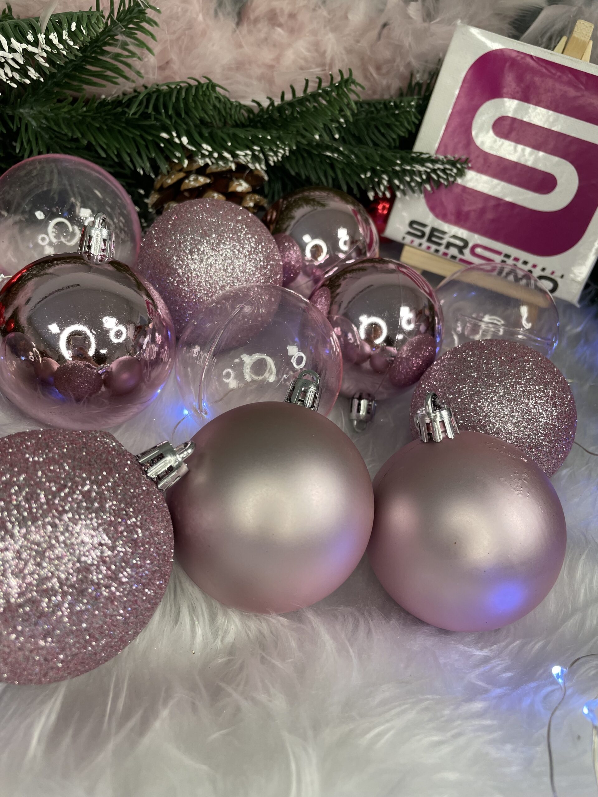 Set globuri de Craciun, 100 bucati, 6cm, roz [18]