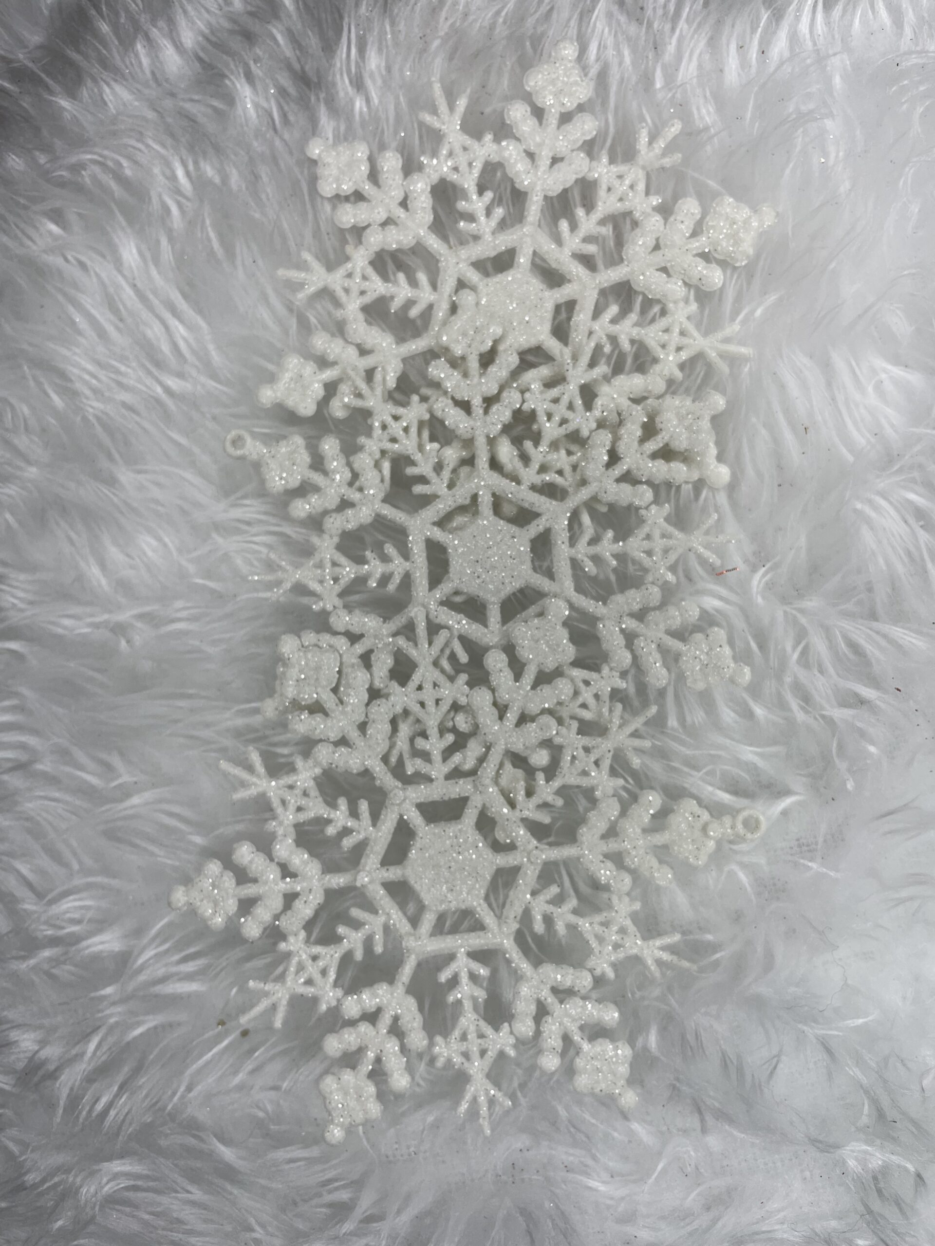 Decoratiune brad fulg de zapada, set 3 bucati, 12cm, alb [9]