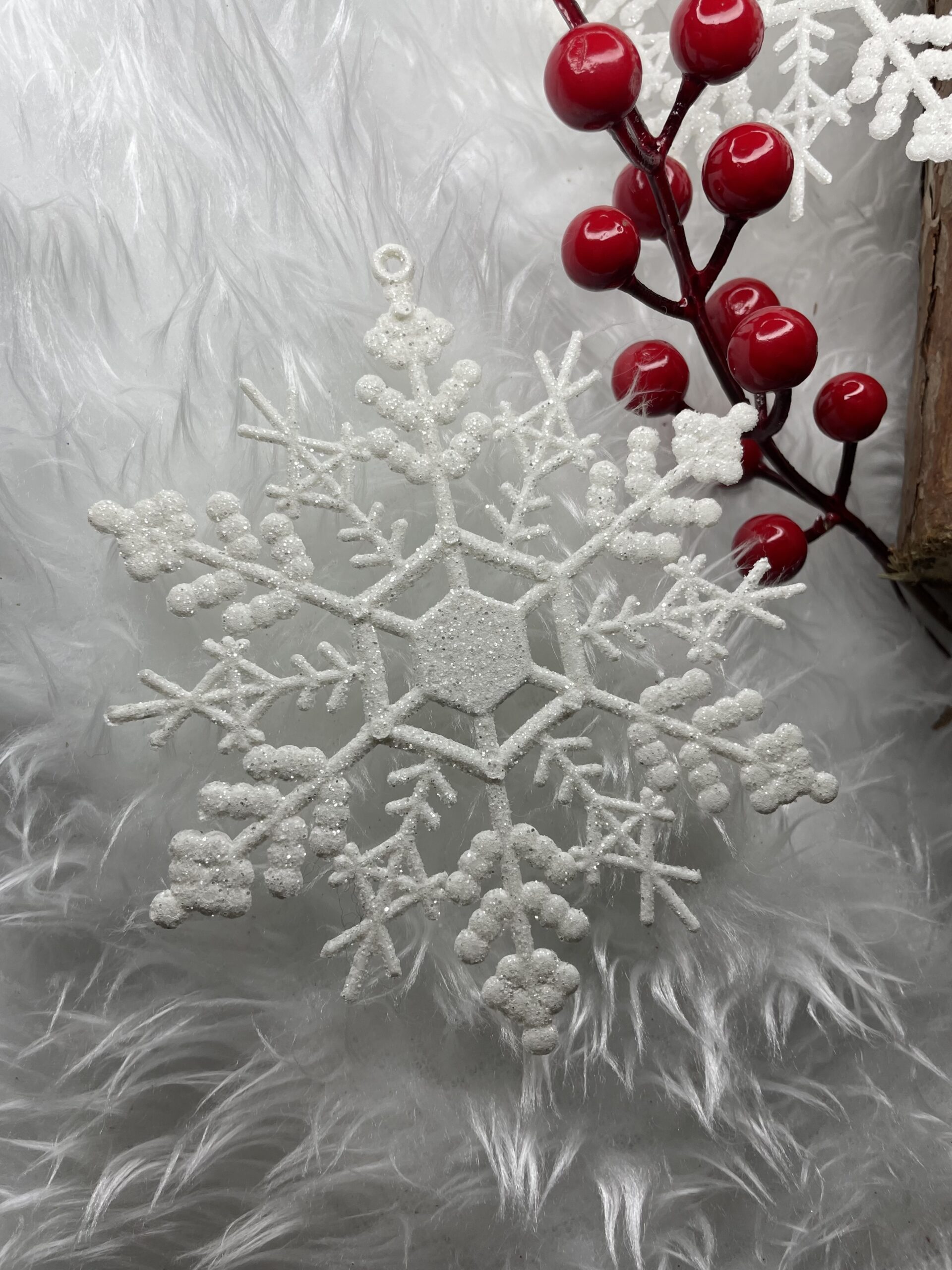 Decoratiune brad fulg de zapada, set 3 bucati, 12cm, alb [12]