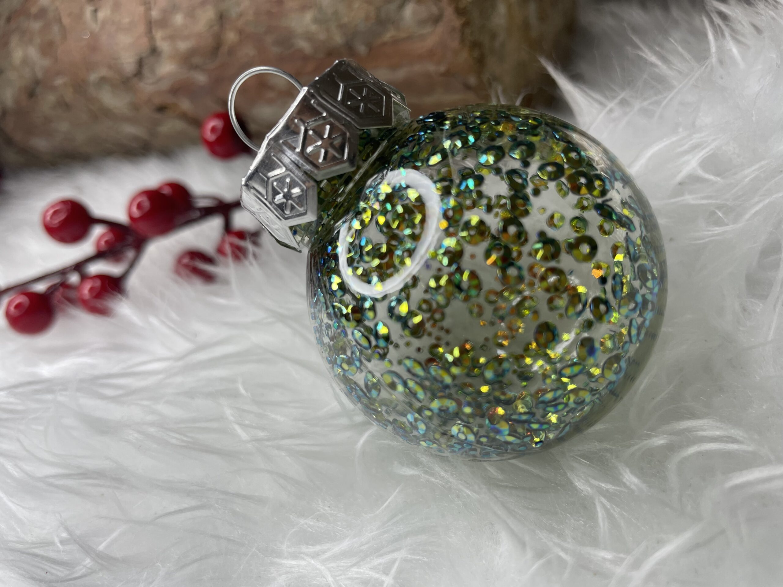 Set globuri de Craciun Inedit, 24 bucati, 5cm, transparente si verde [13]