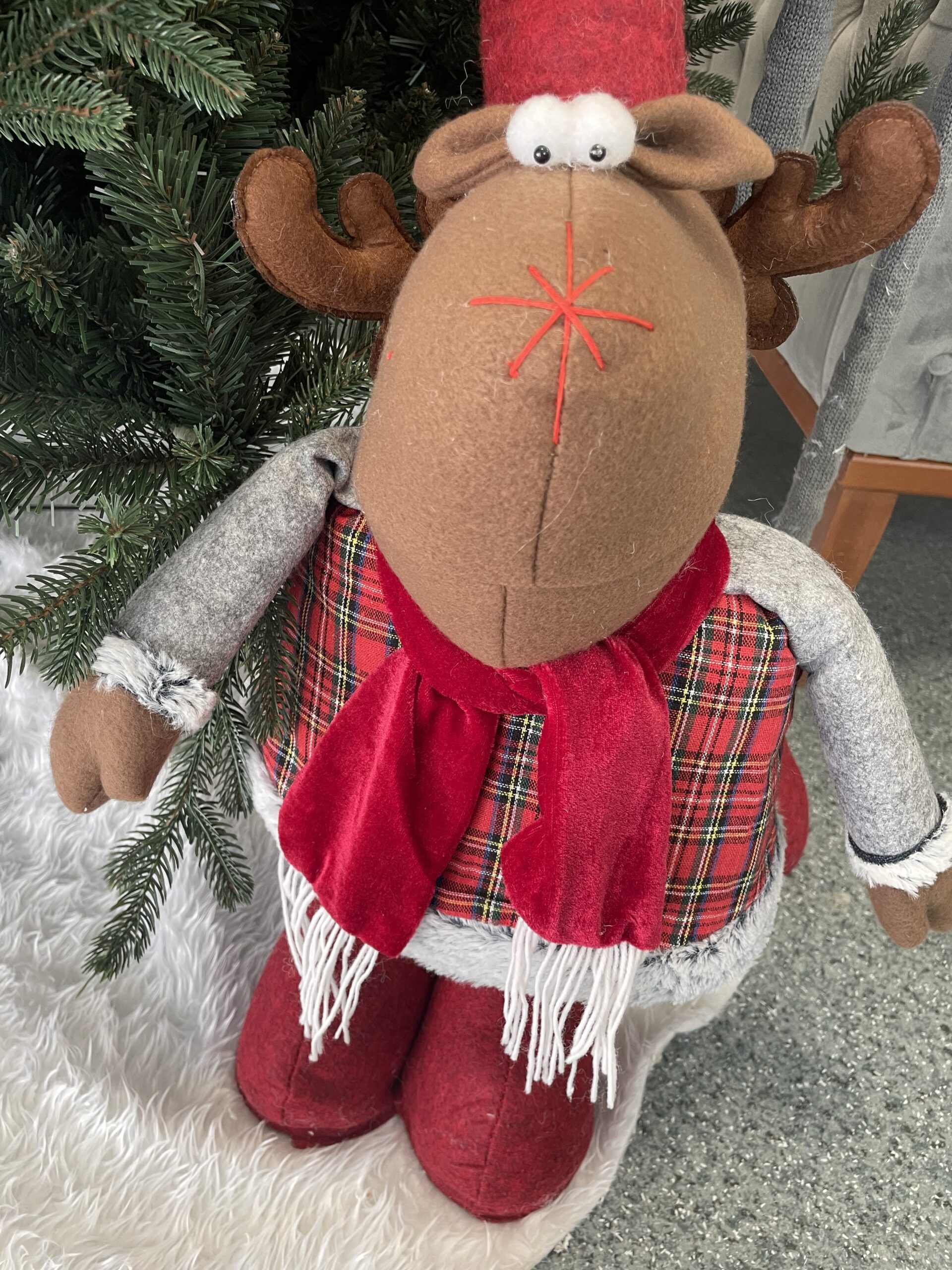 (DL) Figurina Craciun, Ren, picioare telescopice, inaltime extensibila 55-95cm [22]