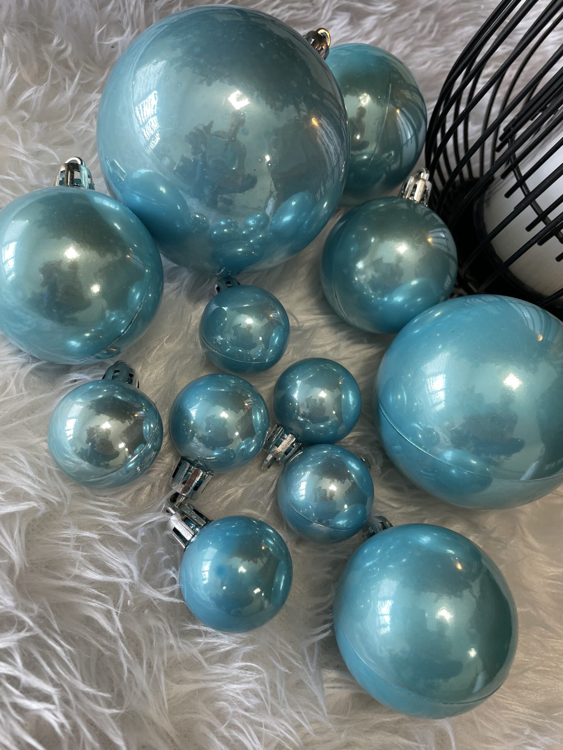 Set globuri de Craciun, 37 bucati, 3-8cm, albastru perla [10]