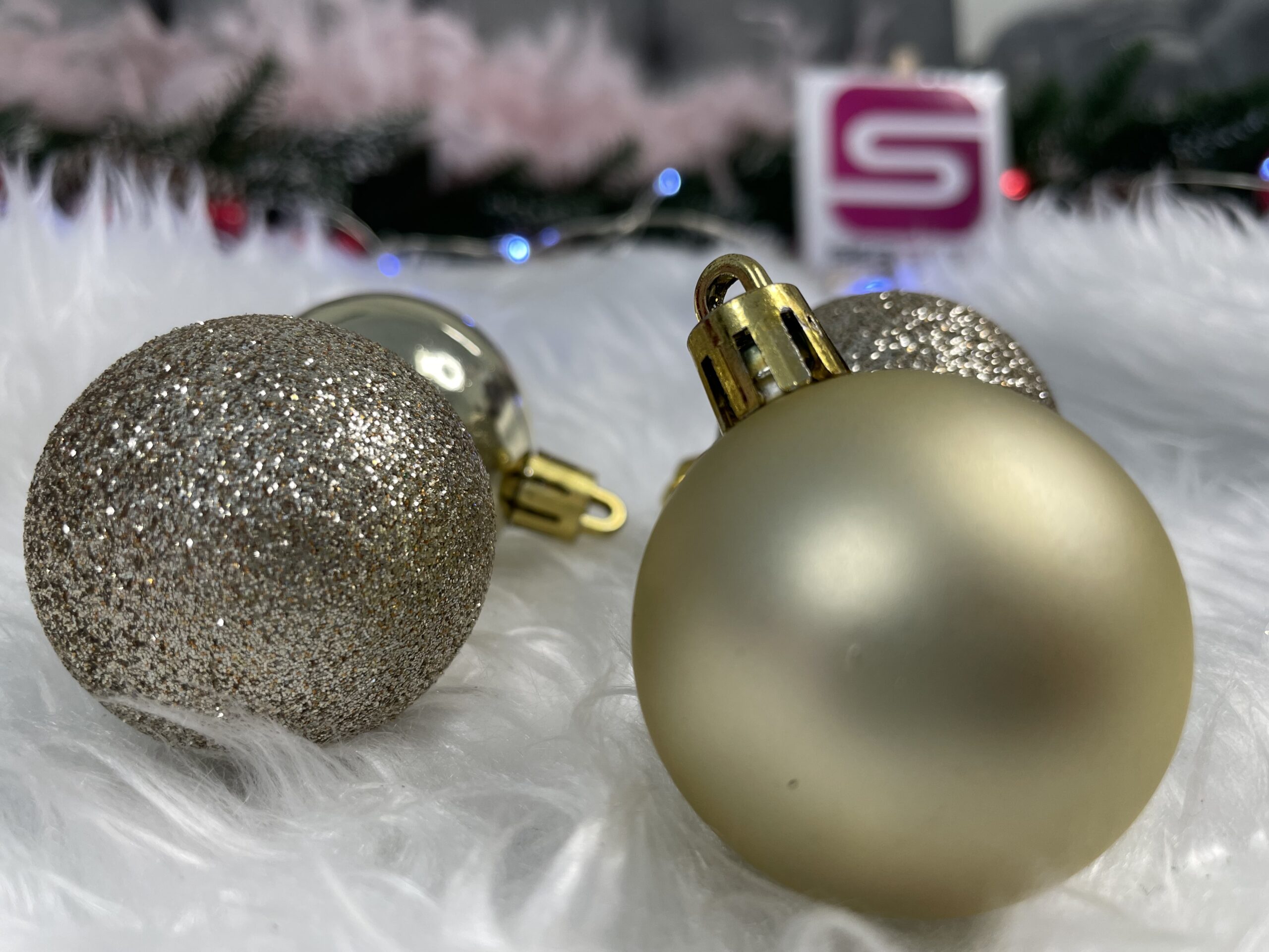 Set globuri de Craciun, 20 bucati, 3 modele, 4cm, argintiu rose [11]