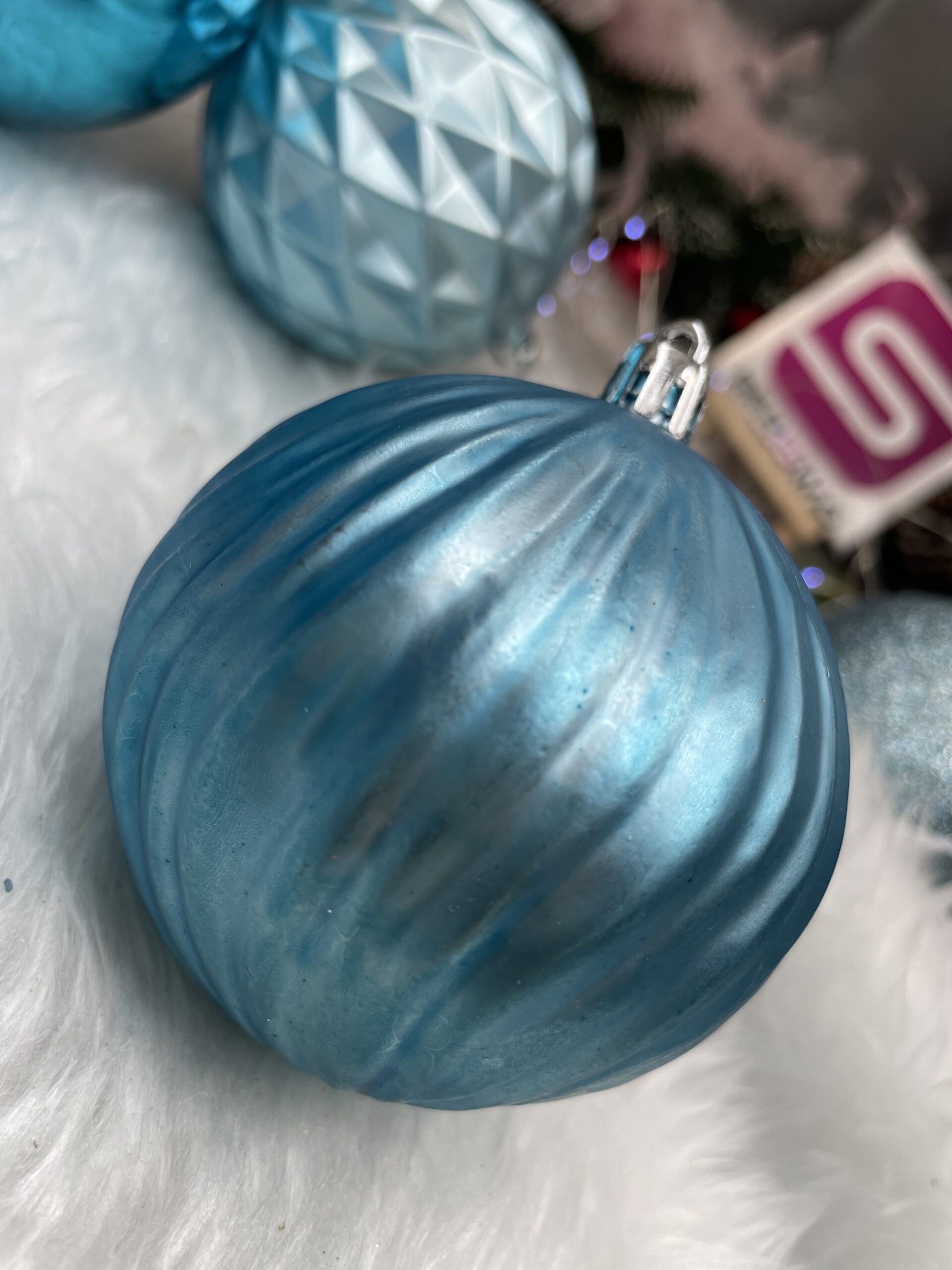 Set globuri de Craciun, 30 bucati, 6 modele, 8cm, albastru [14]