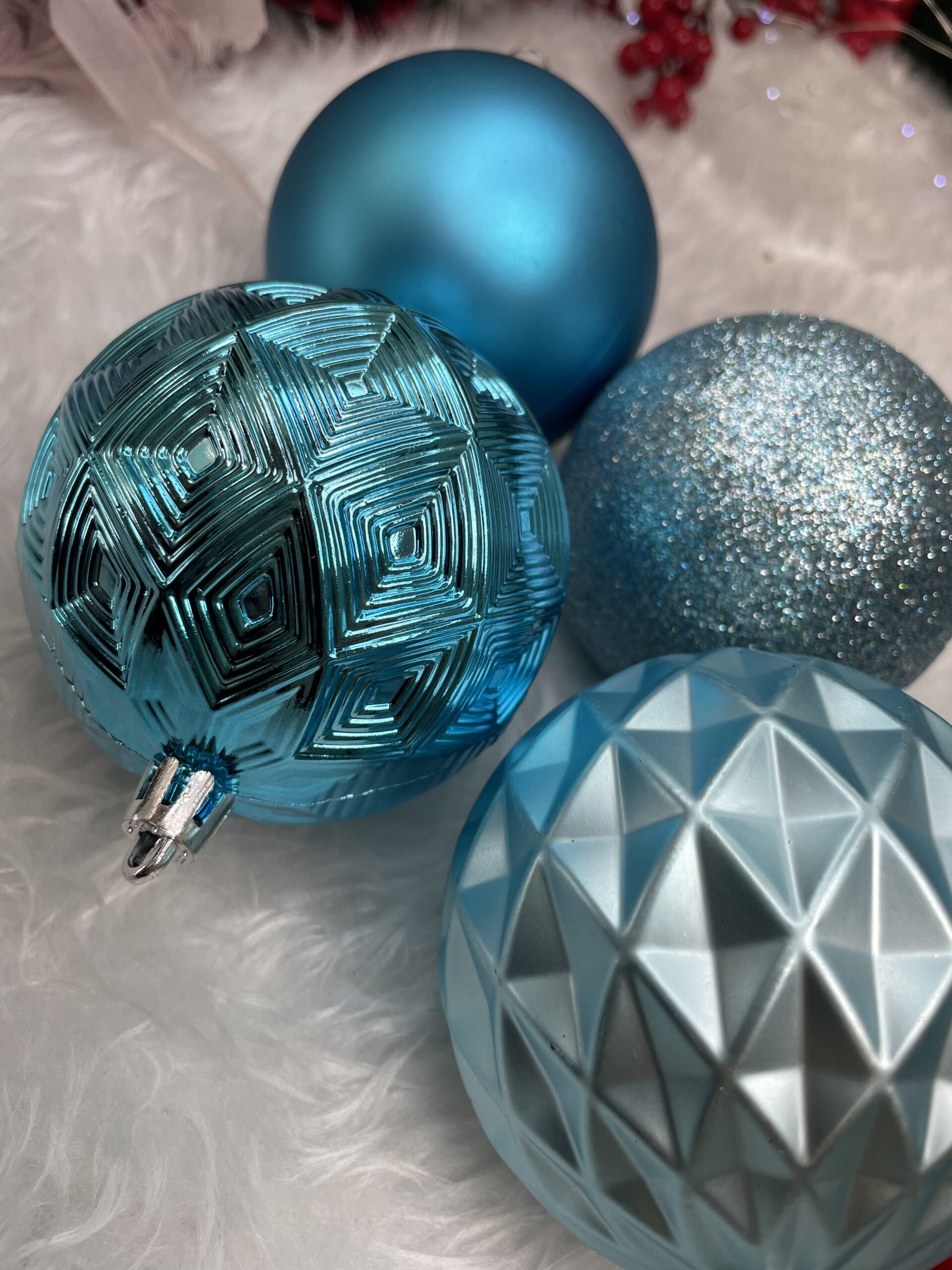 Set globuri de Craciun, 30 bucati, 6 modele, 8cm, albastru [19]