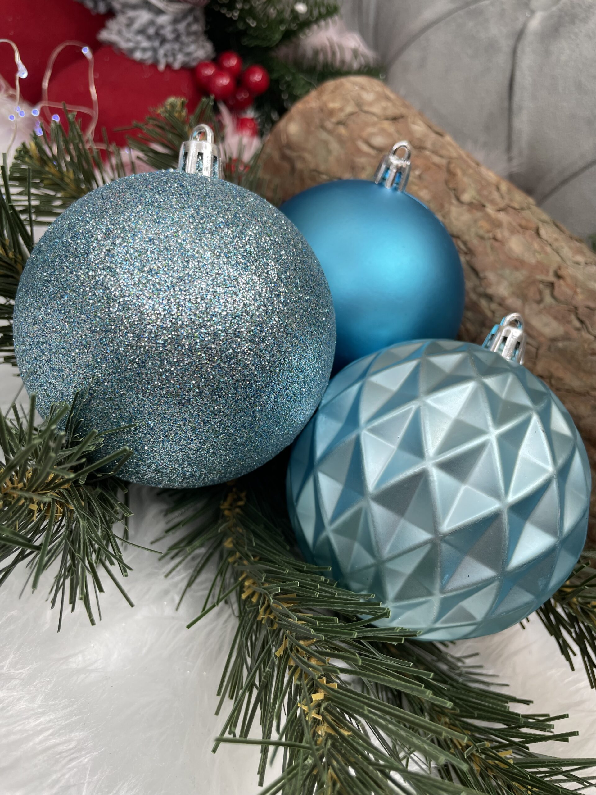 Set globuri de Craciun, 30 bucati, 6 modele, 8cm, albastru [22]