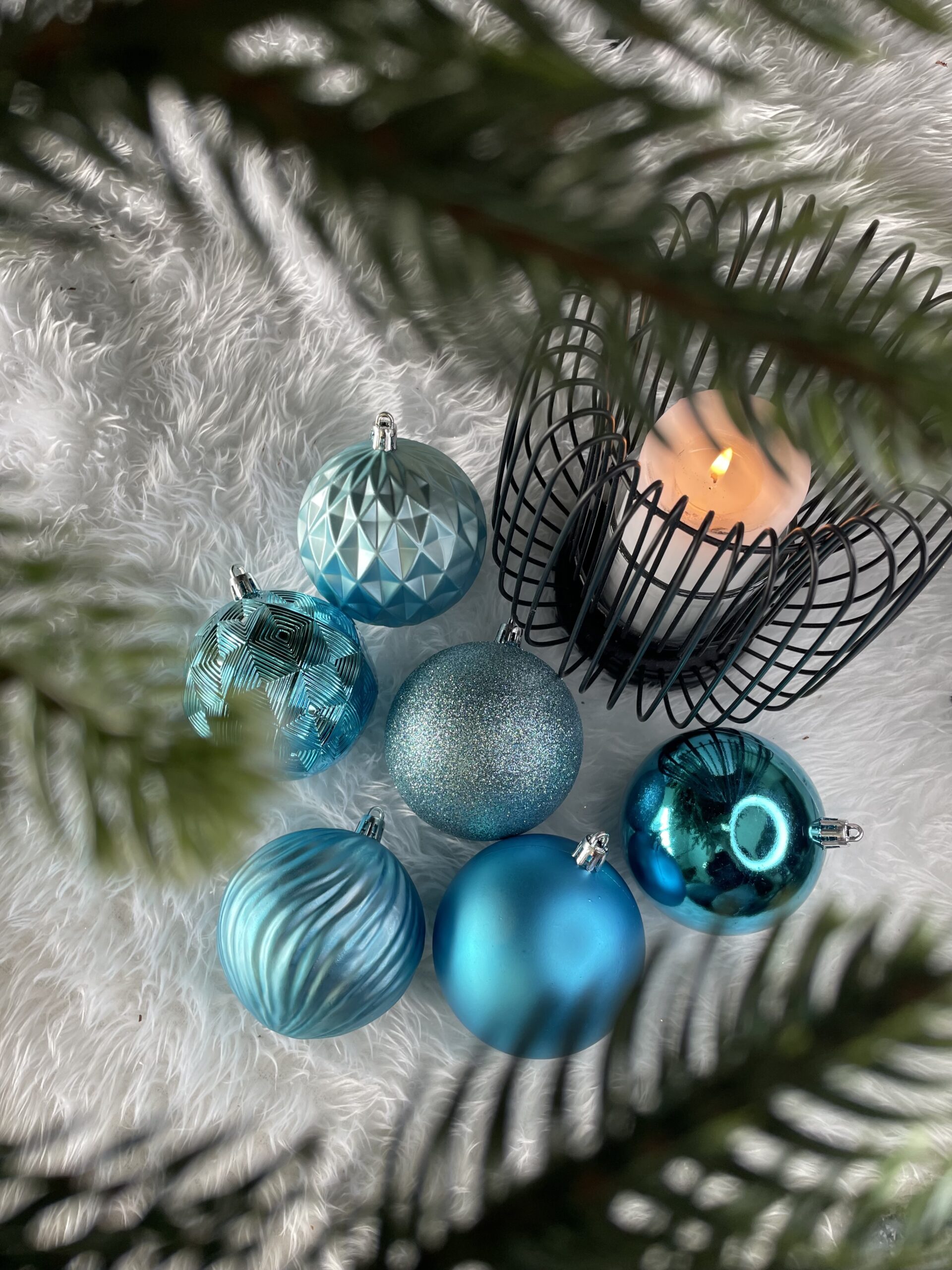 Set globuri de Craciun, 30 bucati, 6 modele, 8cm, albastru [28]