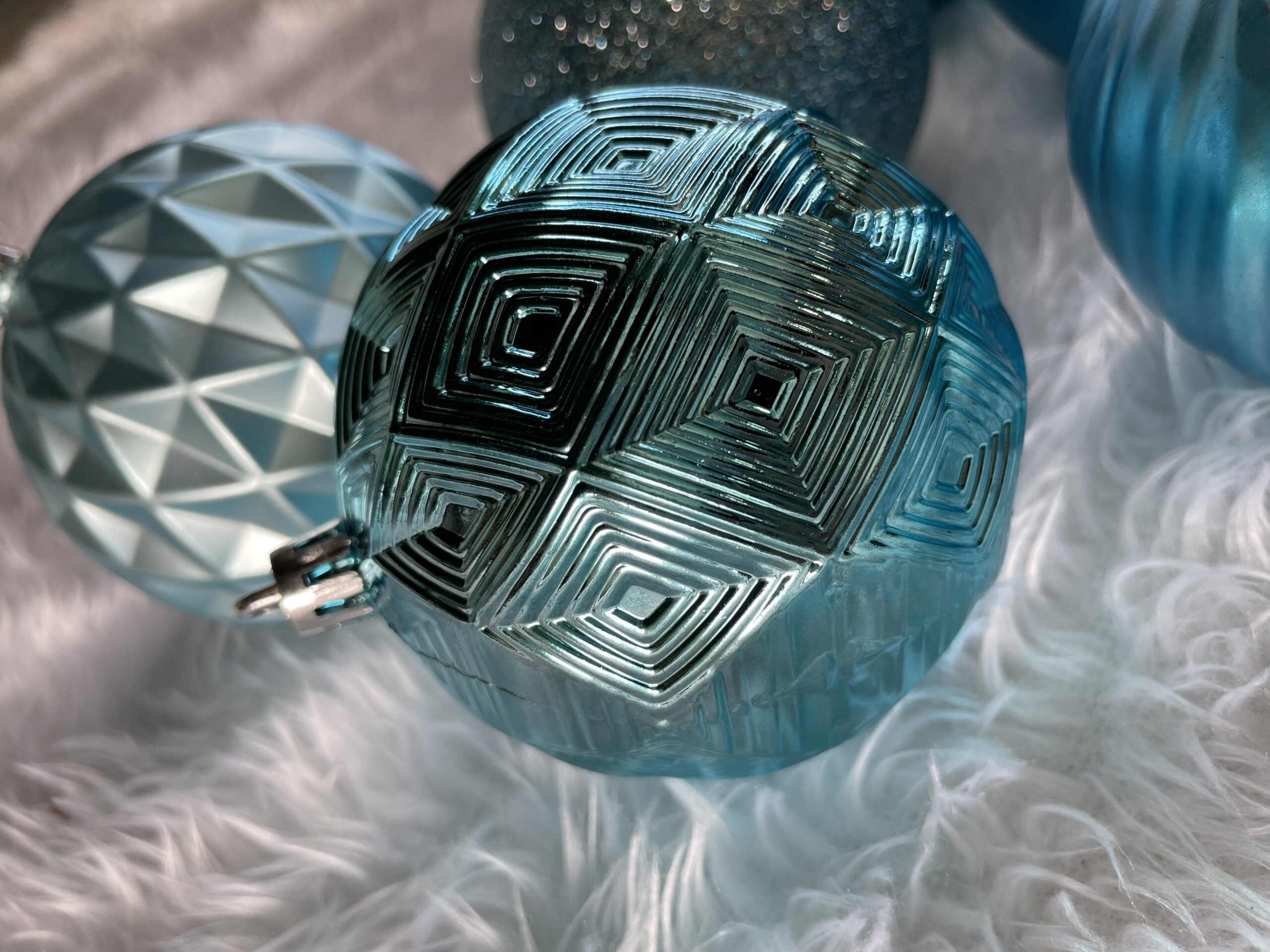 Set globuri de Craciun, 30 bucati, 6 modele, 8cm, albastru [32]