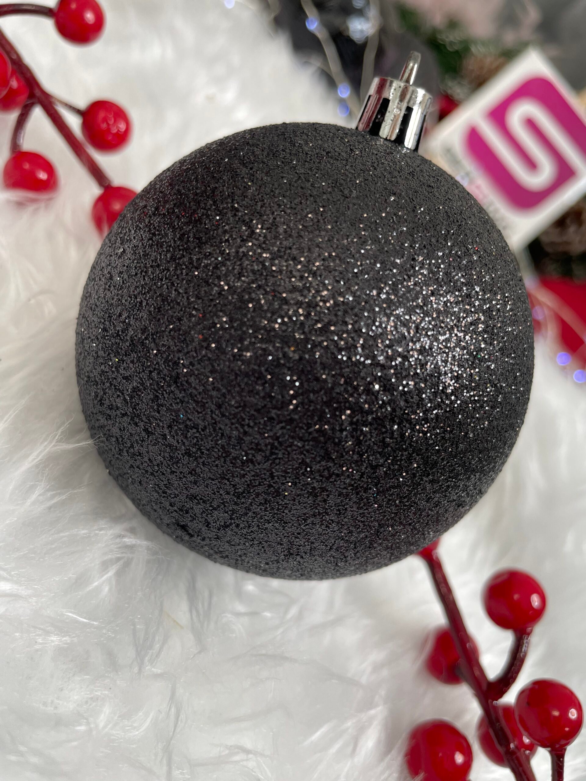 Set globuri de Craciun, 30 bucati, 8cm, 6 modele, negru [20]