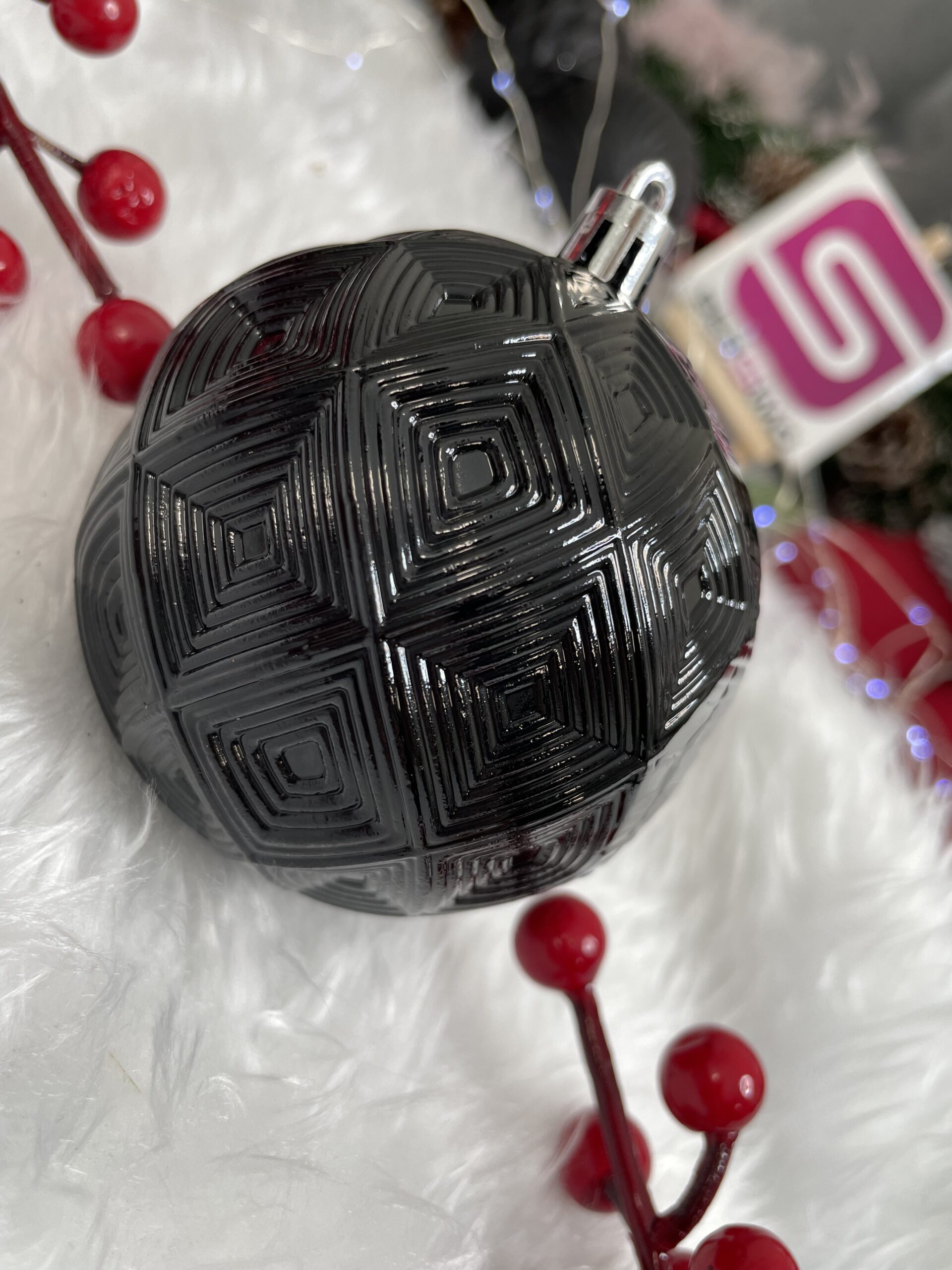 Set globuri de Craciun, 30 bucati, 8cm, 6 modele, negru [18]