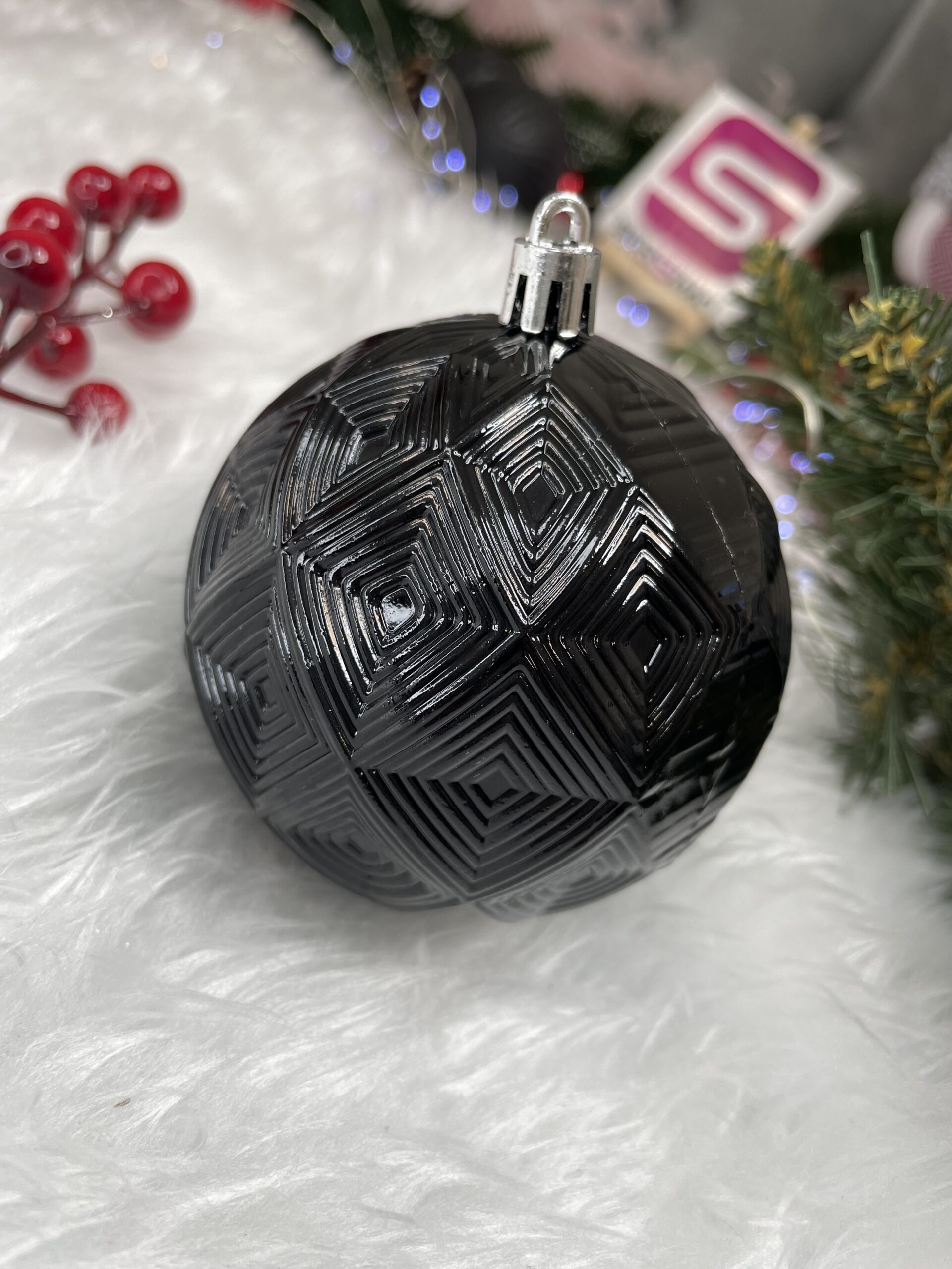 Set globuri de Craciun, 30 bucati, 8cm, 6 modele, negru [16]