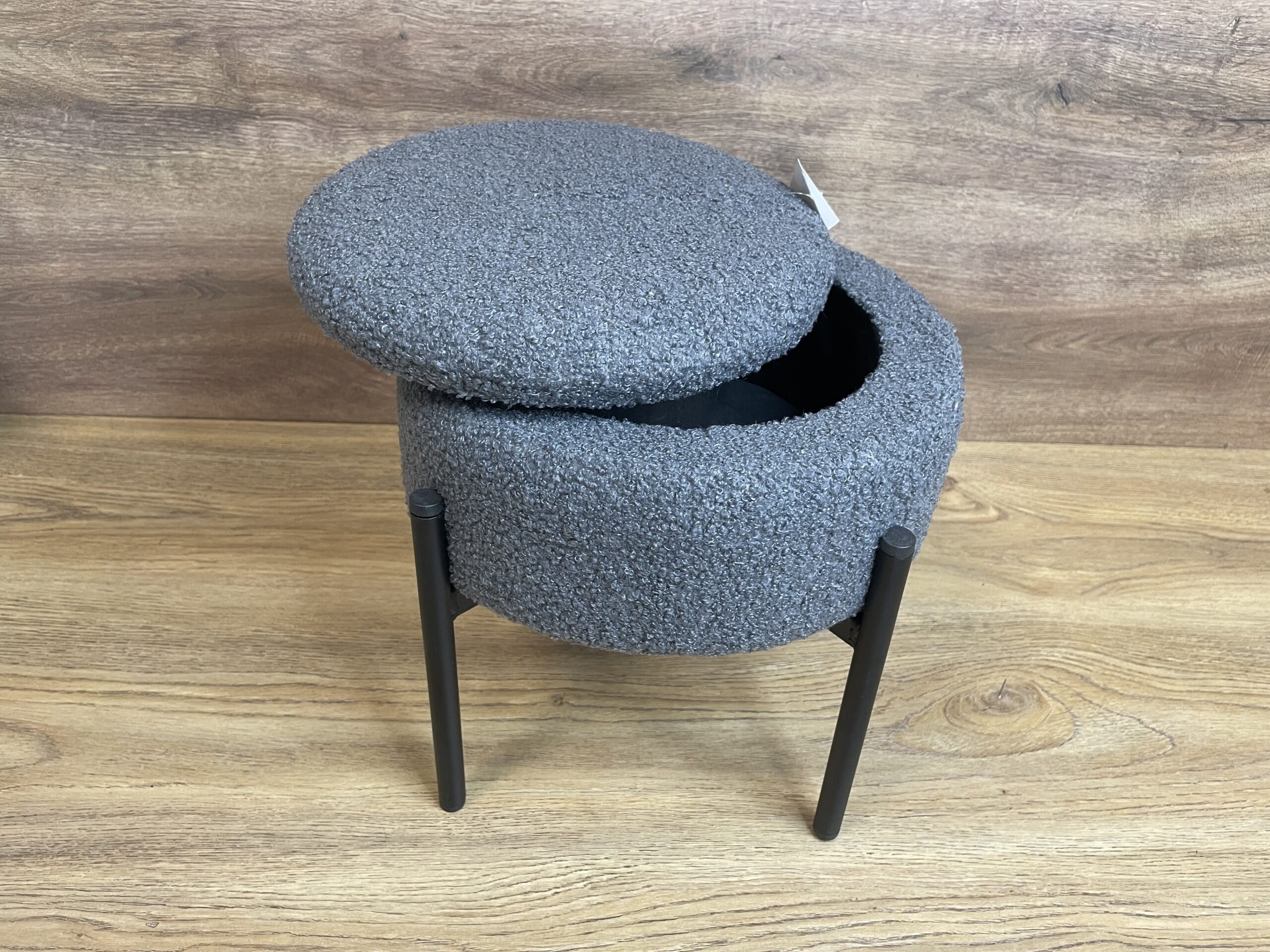 Taburet pentru copii, rotund, spatiu depozitare, 31x28cm, maxim 50kg, gri [5]