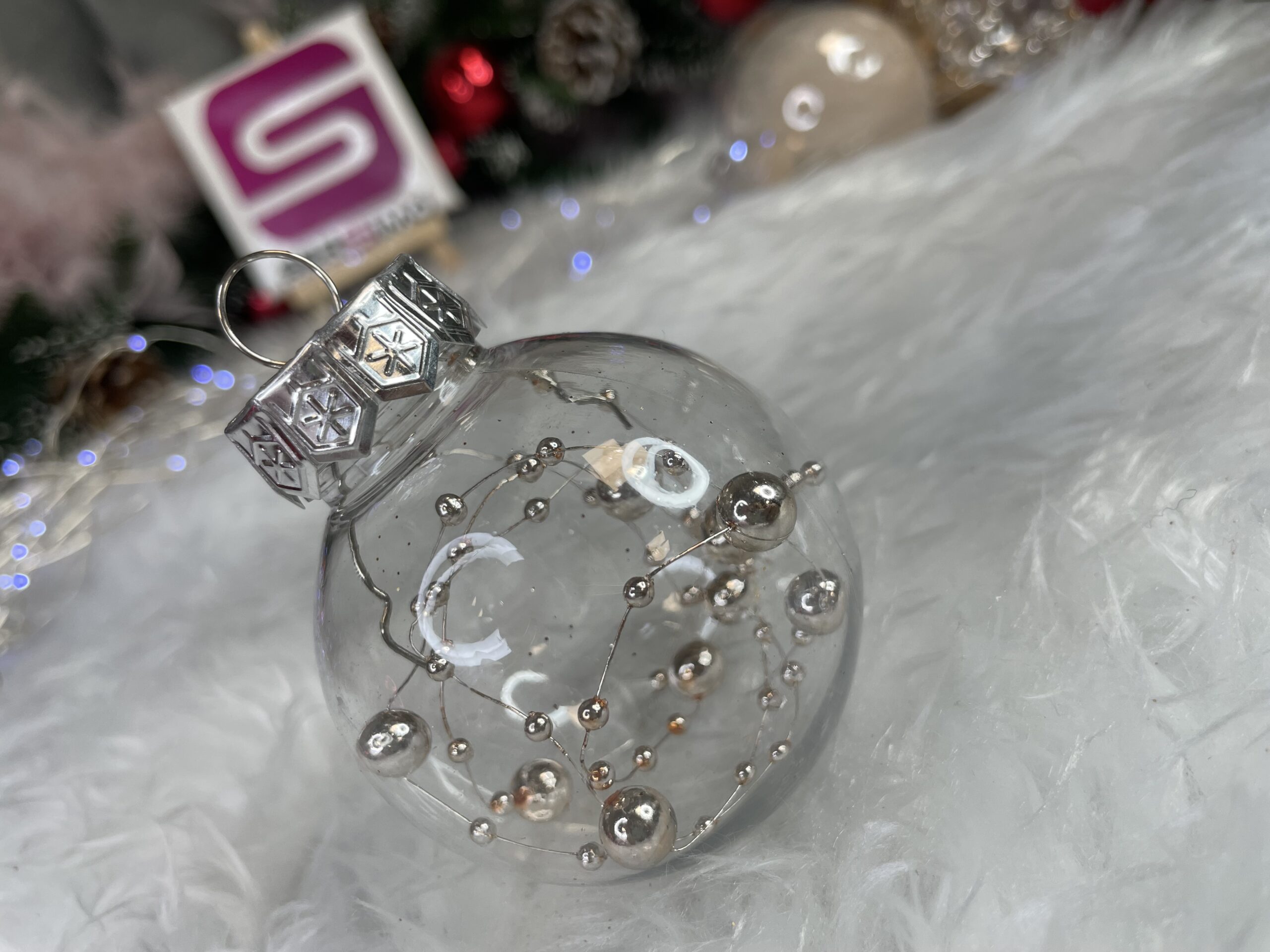 Set globuri de Craciun Inedit, 30 bucati, 6cm, transparente si auriu [18]