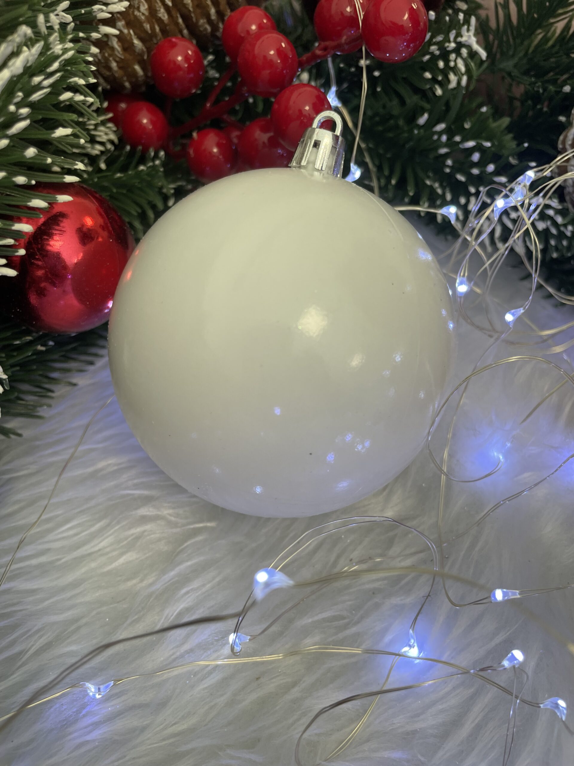 Set globuri de Craciun, 20 bucati, 8cm, alb perlat [10]