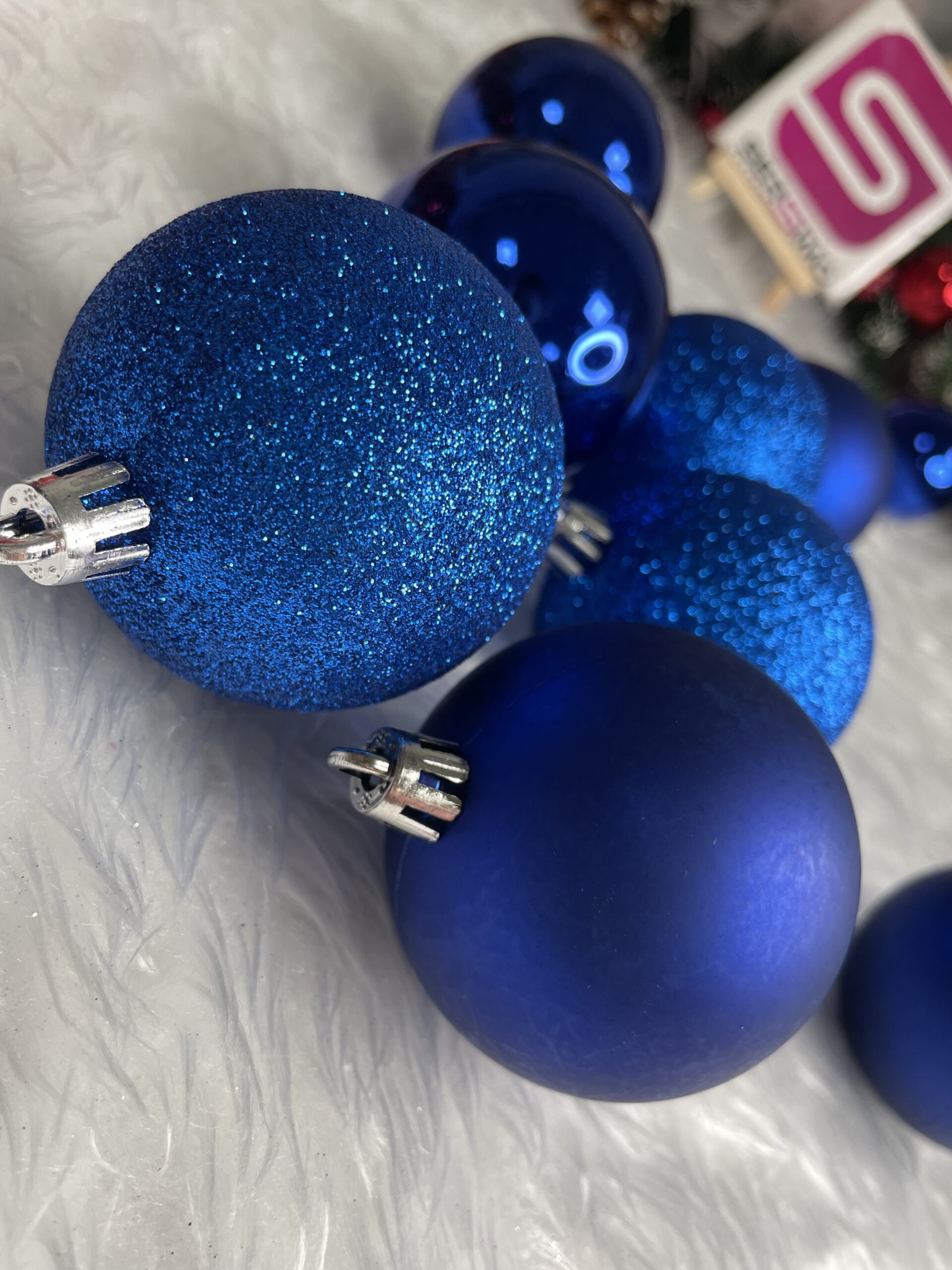 Set globuri de Craciun, 30 bucati, 3 modele, 6cm, albastru [12]