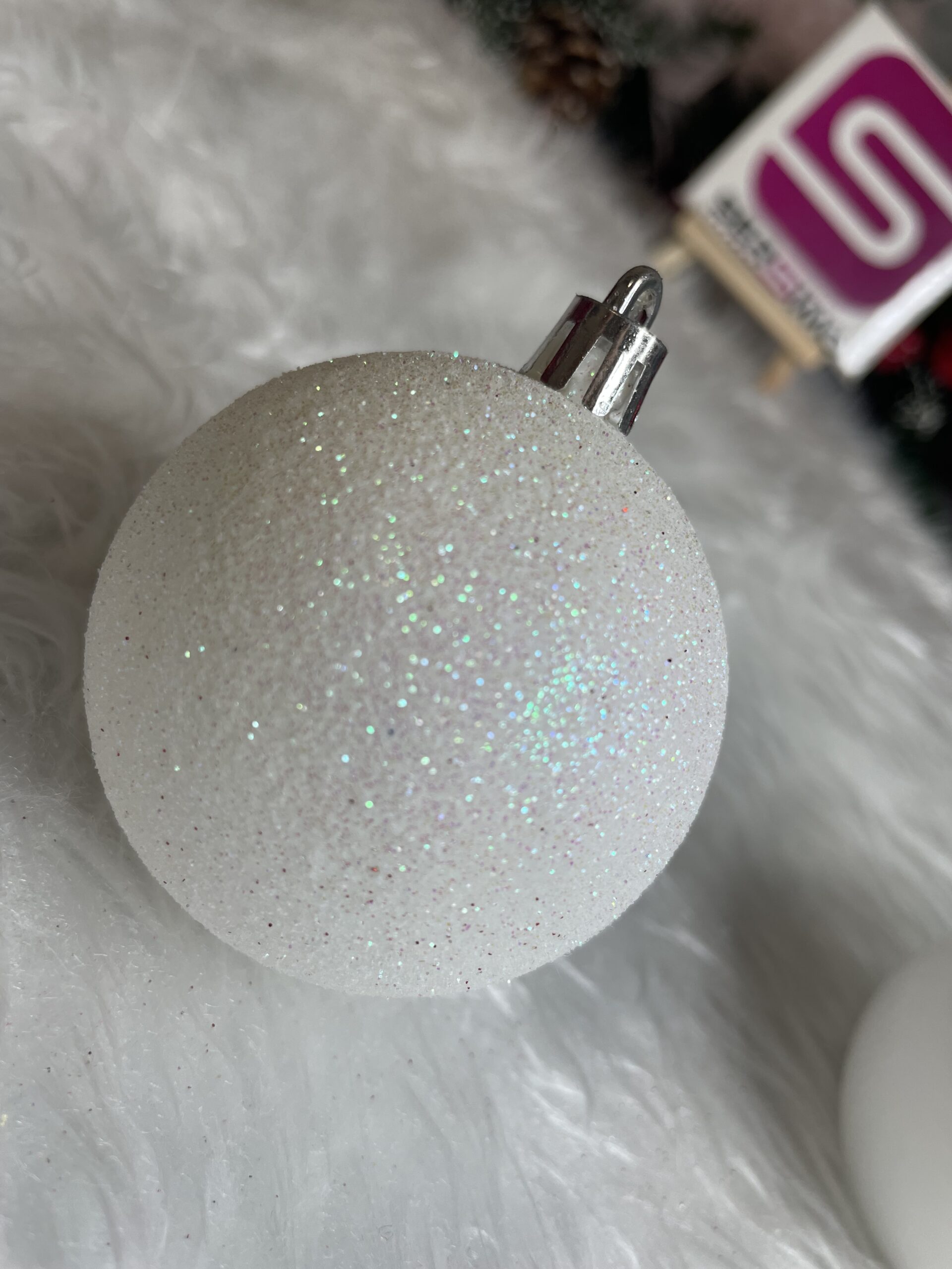 Set globuri de Craciun, 20 bucati, 6cm, alb perlat [13]