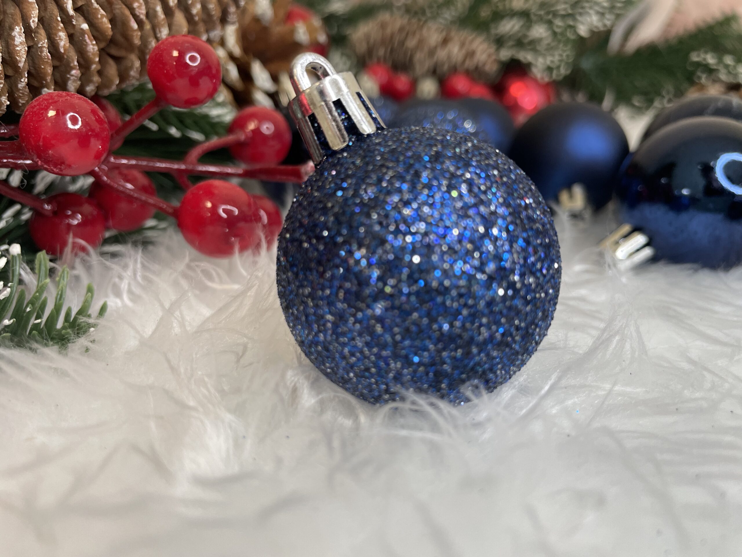 Set globuri de Craciun, 20 bucati, 3 modele, 4cm, albastru inchis [19]