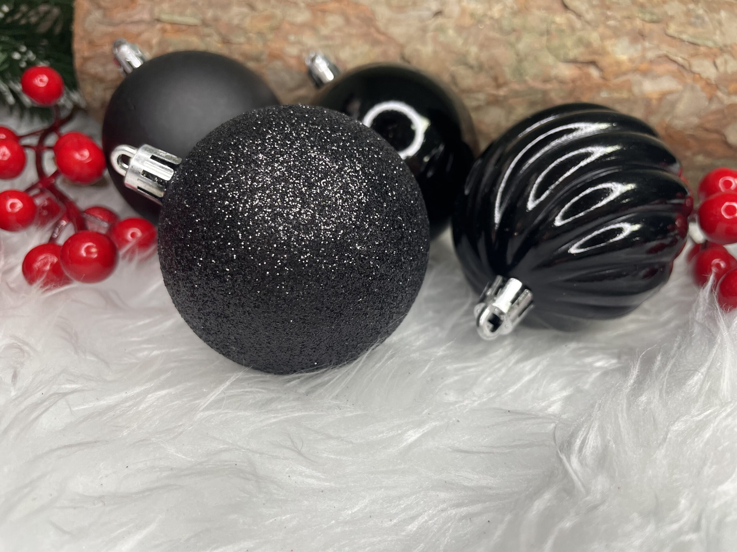 Set globuri de Craciun, 20 bucati, 5 modele, 6cm, negru [18]