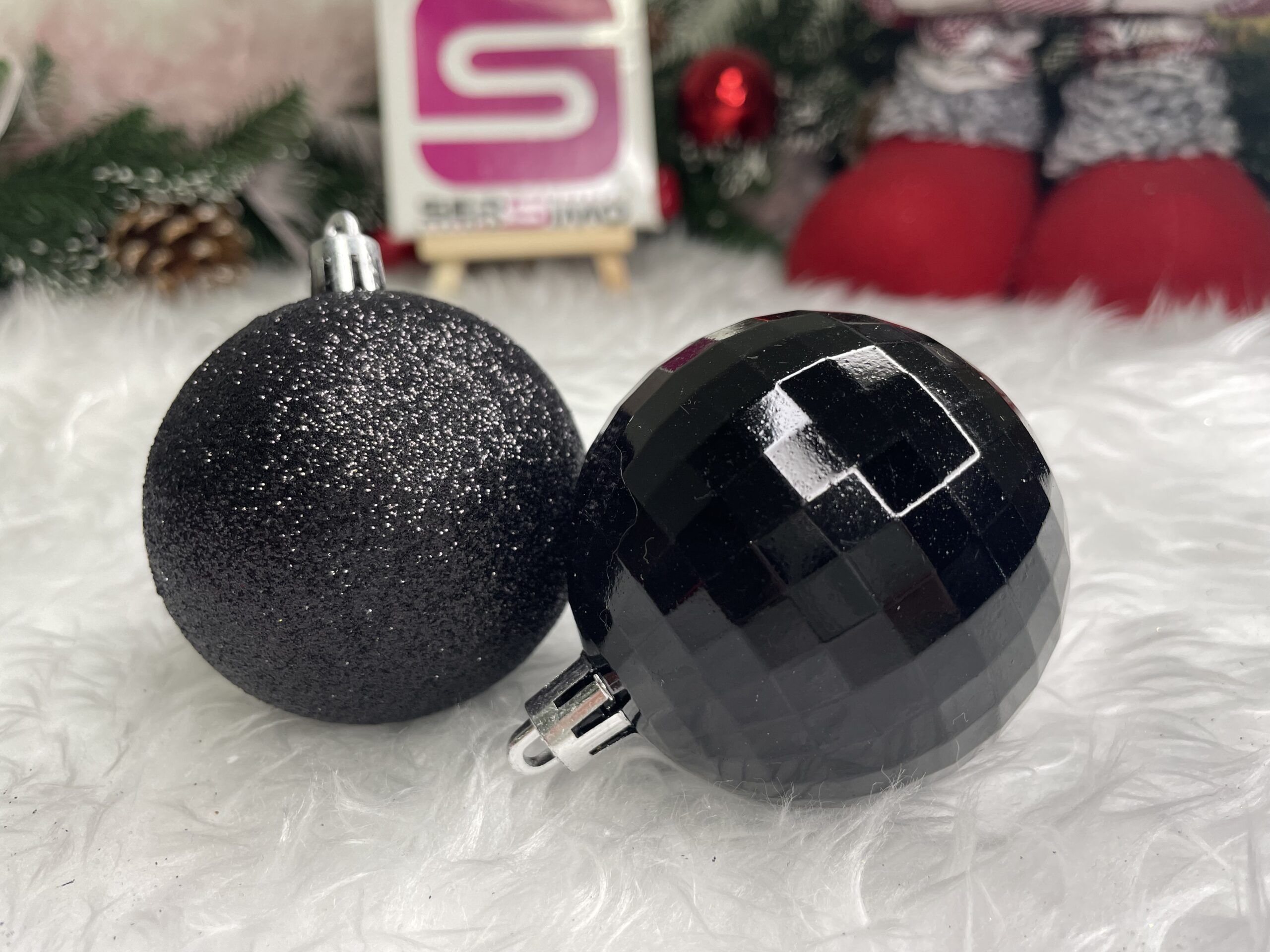 Set globuri de Craciun, 20 bucati, 5 modele, 6cm, negru [20]