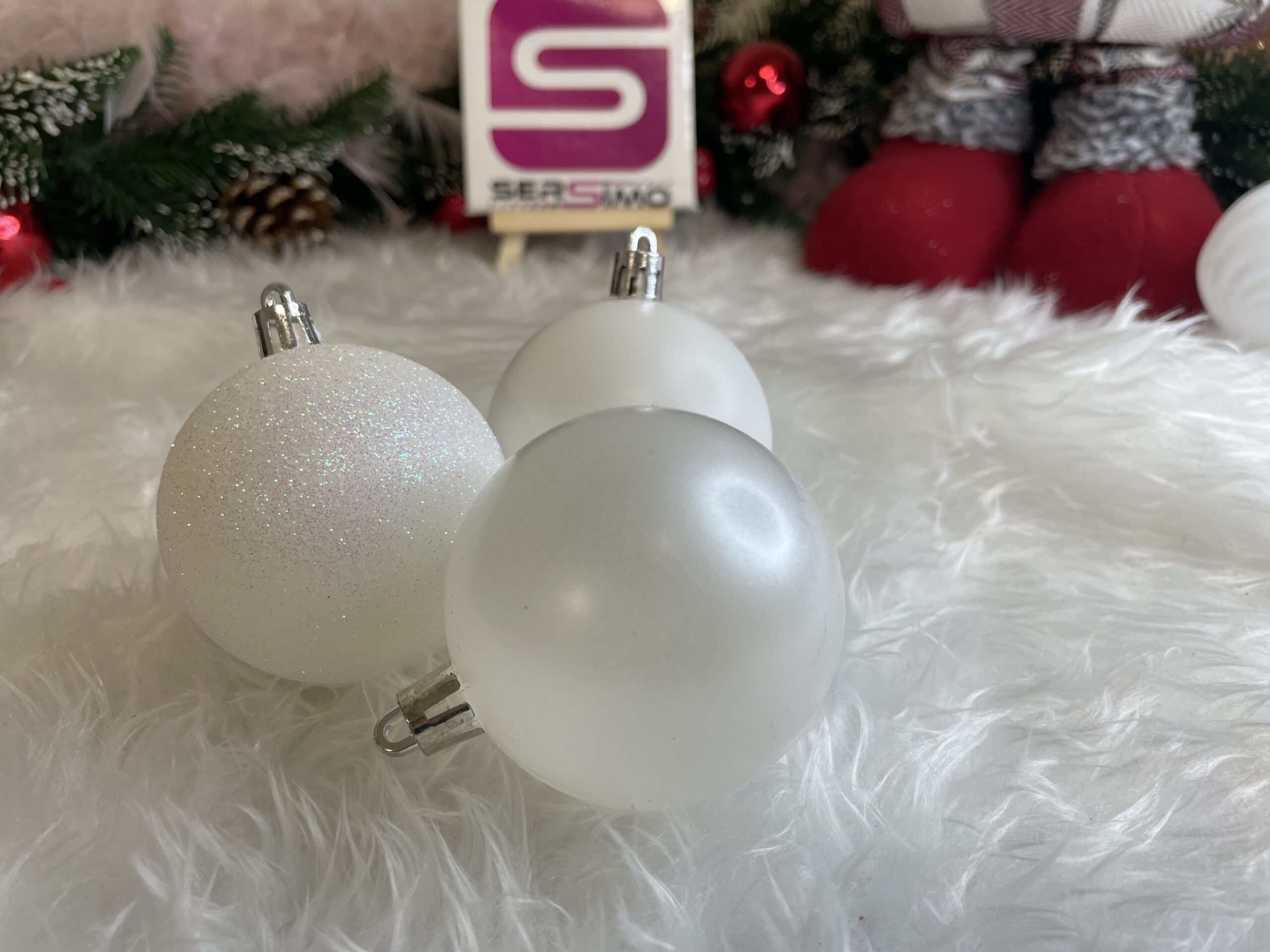 Set globuri de Craciun, 20 bucati, 5 modele, 6cm, alb [27]