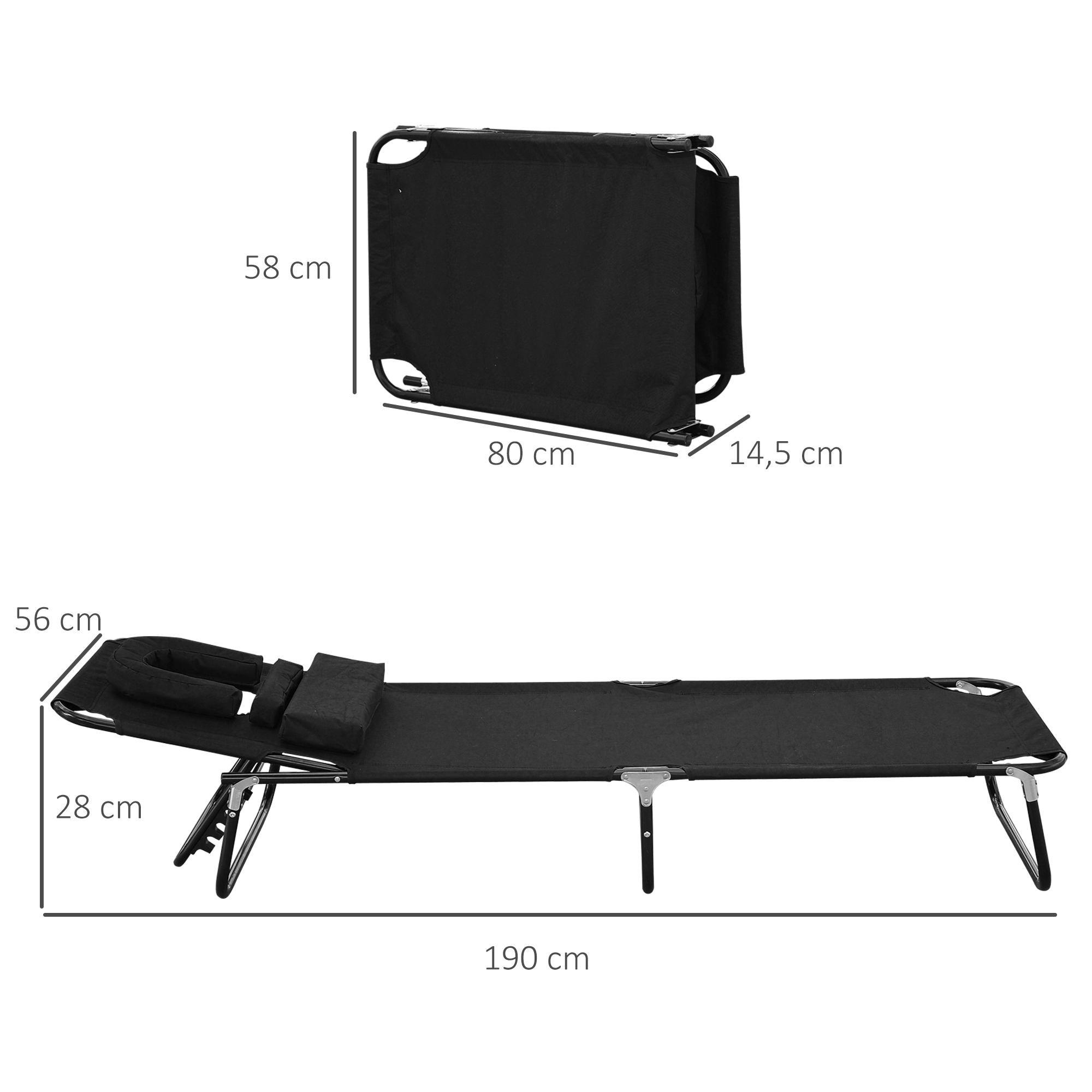  sezlong cu decupaj pentru fata,190x56x28 cm, negru [2]