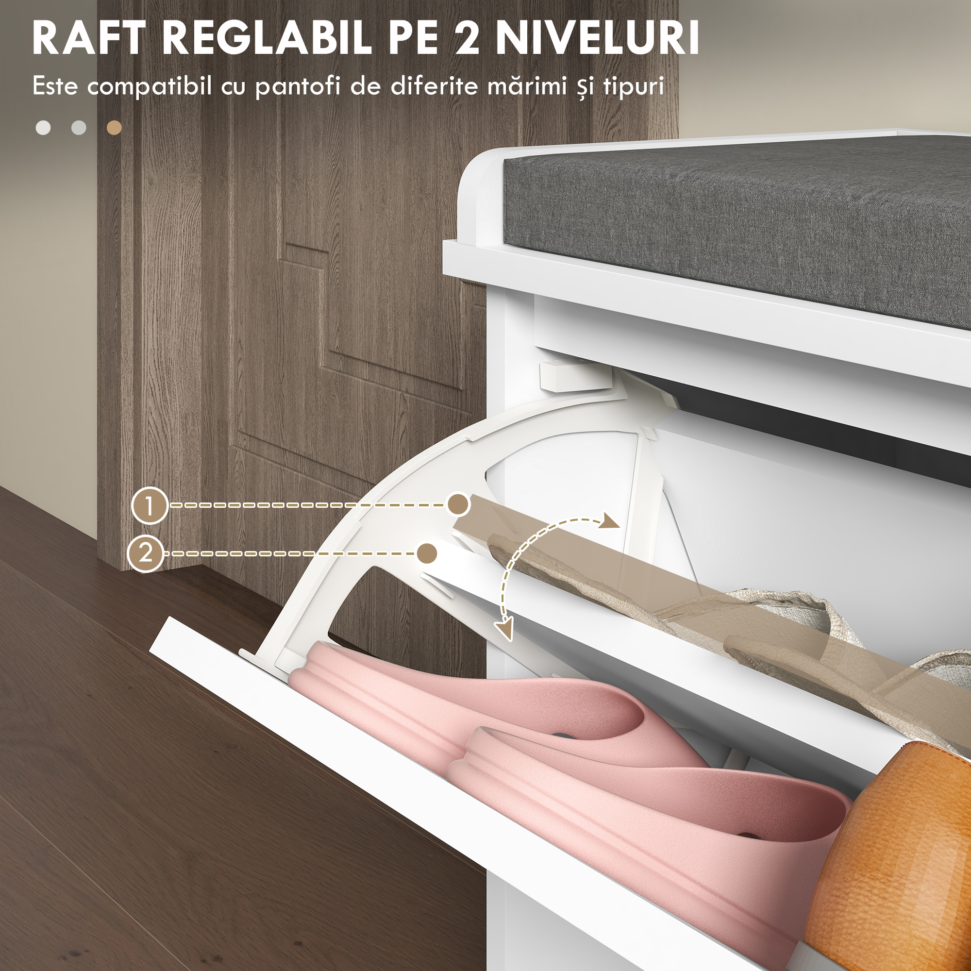 Banca pentru pantofi , banca de intrare cu sertar rabatabil [4]