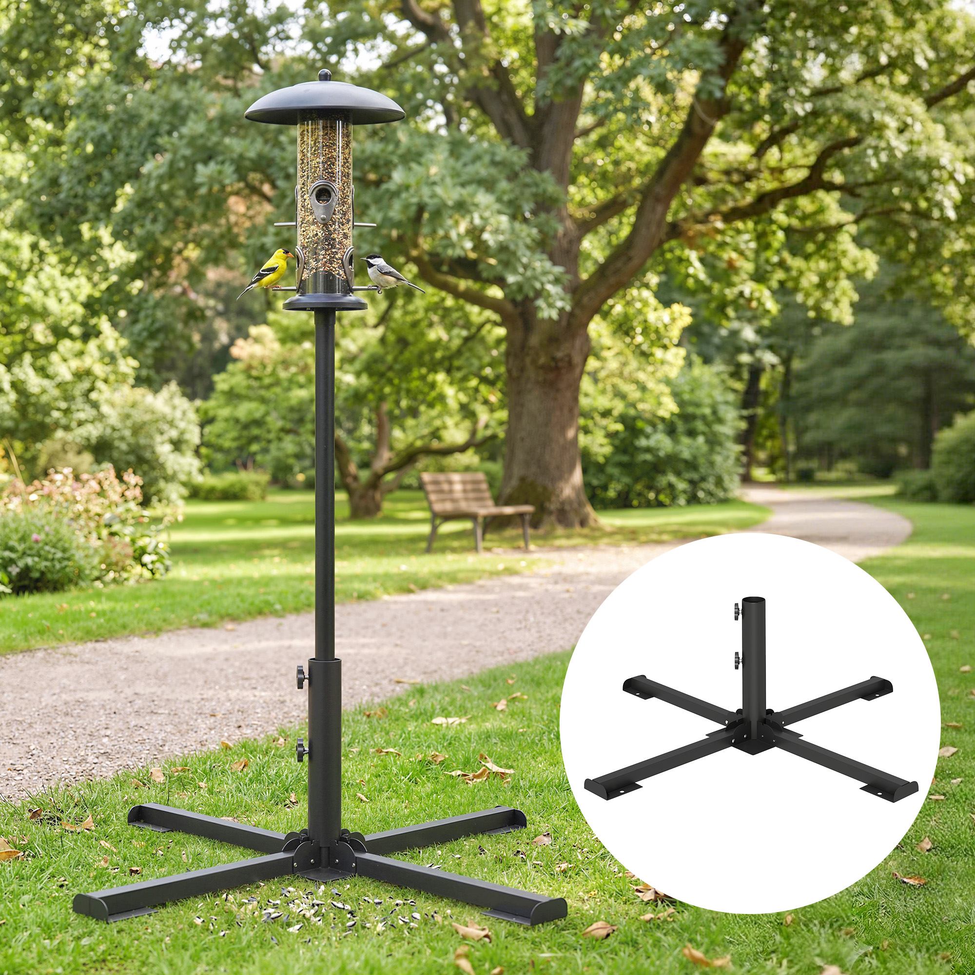  Suport pentru umbrela pliabil, diametru tija 38 si 48 mm, suport in cruce pentru umbrele, gri inchis [3]