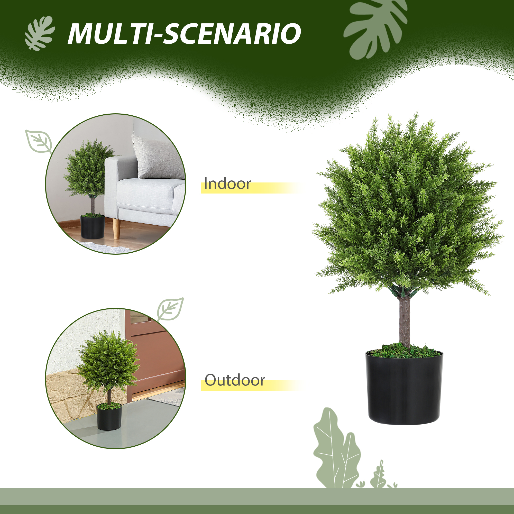  Planta Artificiala Cedru Rezistenta la Raze UV cu Ghiveci, Ø14,5x55 cm, Verde [5]