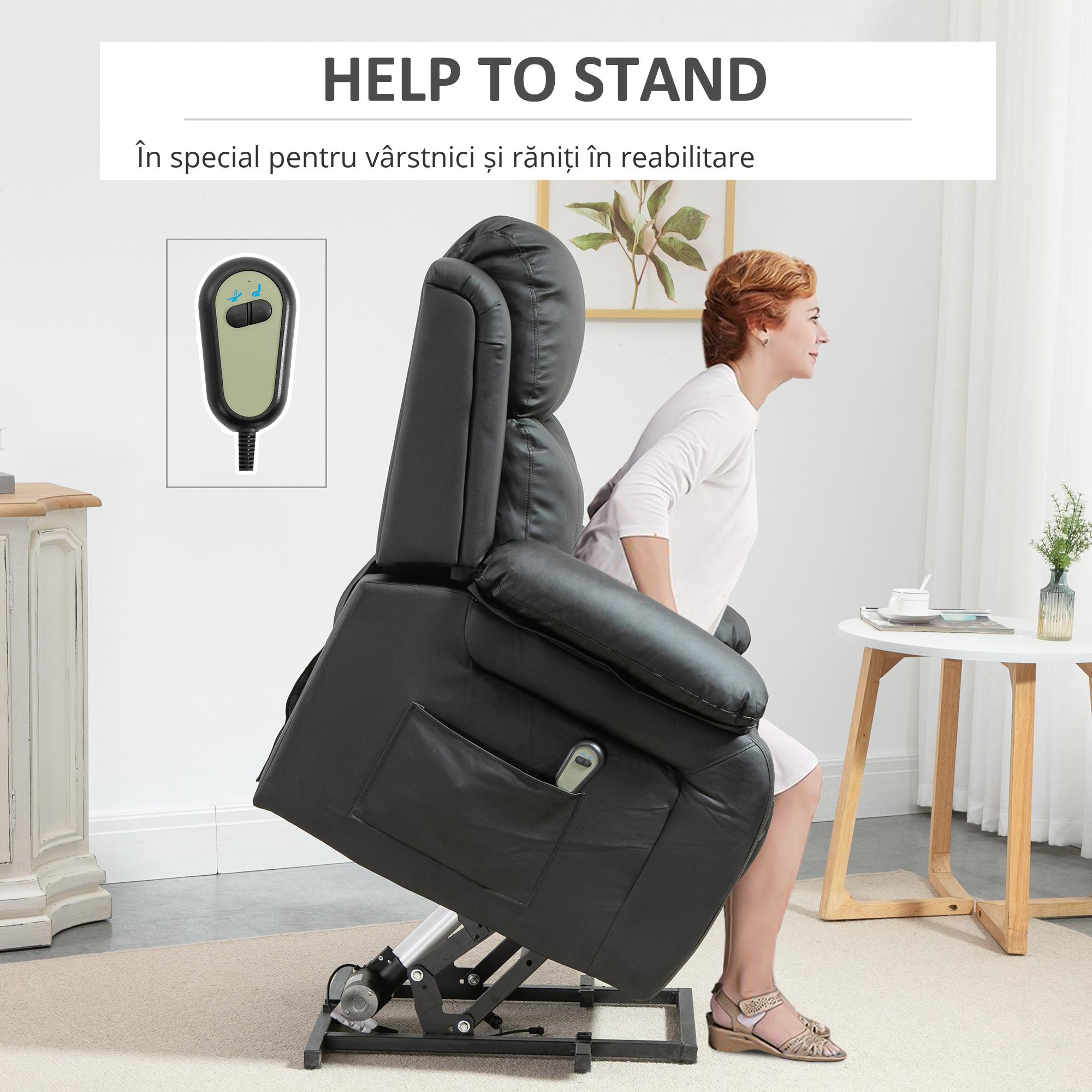  Fotoliu Rabatabil 160° cu Ridicare - Negru [6]